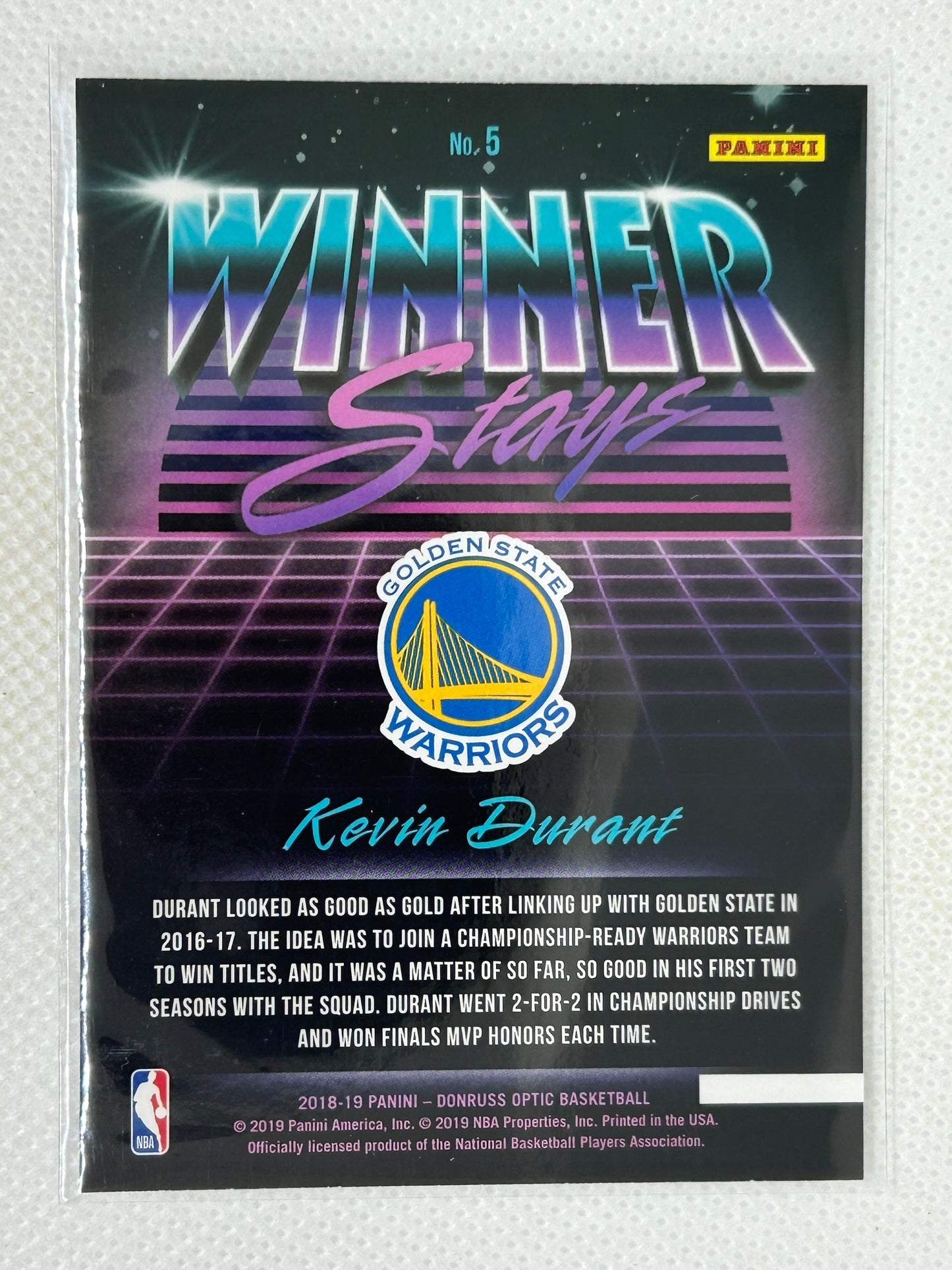 2018-19 Panini Optic Winner Stays #5 Kevin Durant Golden State Warriors
