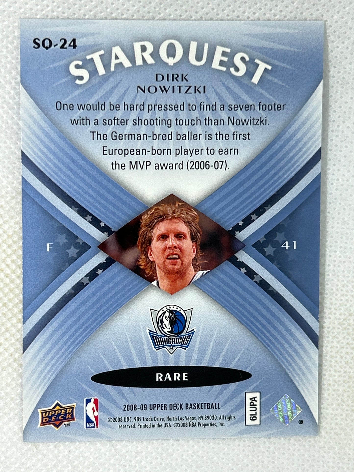 2008-09 Upper Deck Starquest Rare Blue Dirk Nowitzki #SQ-24 Dallas Mavericks