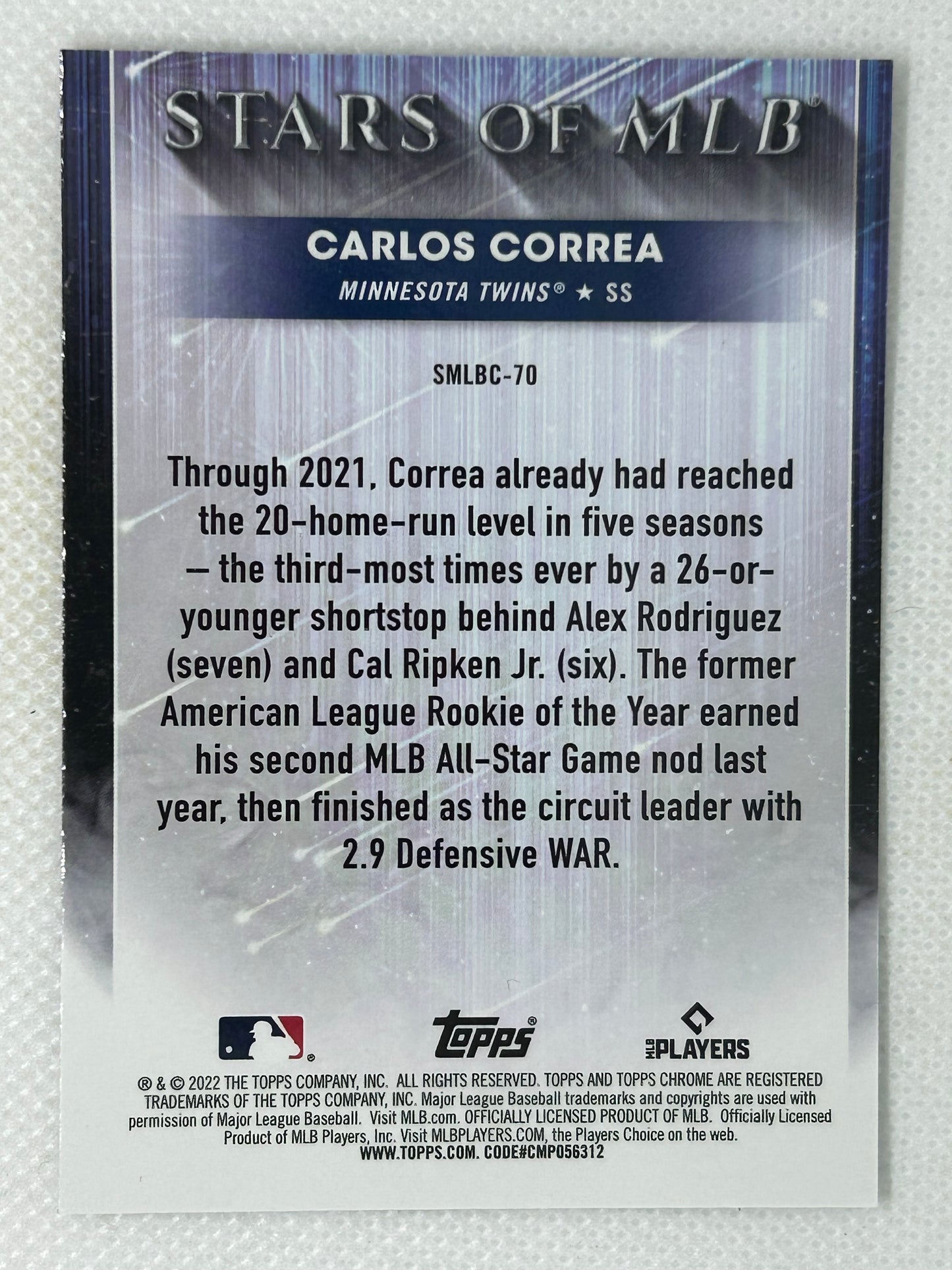 2022 Topps Chrome Refractor Carlos Correa Stars Of MLB #SMLBC-70 Minnesota Twins