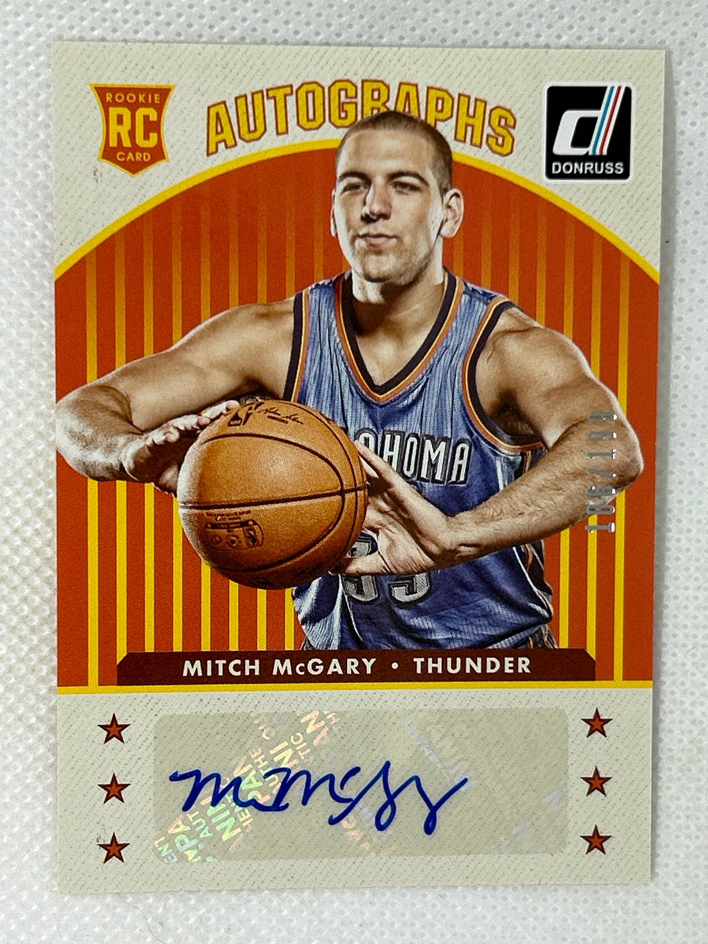 2014-15 Panini Donruss Rookie Autograph /199 Mitch McGary #32 Oklahoma City Thunder