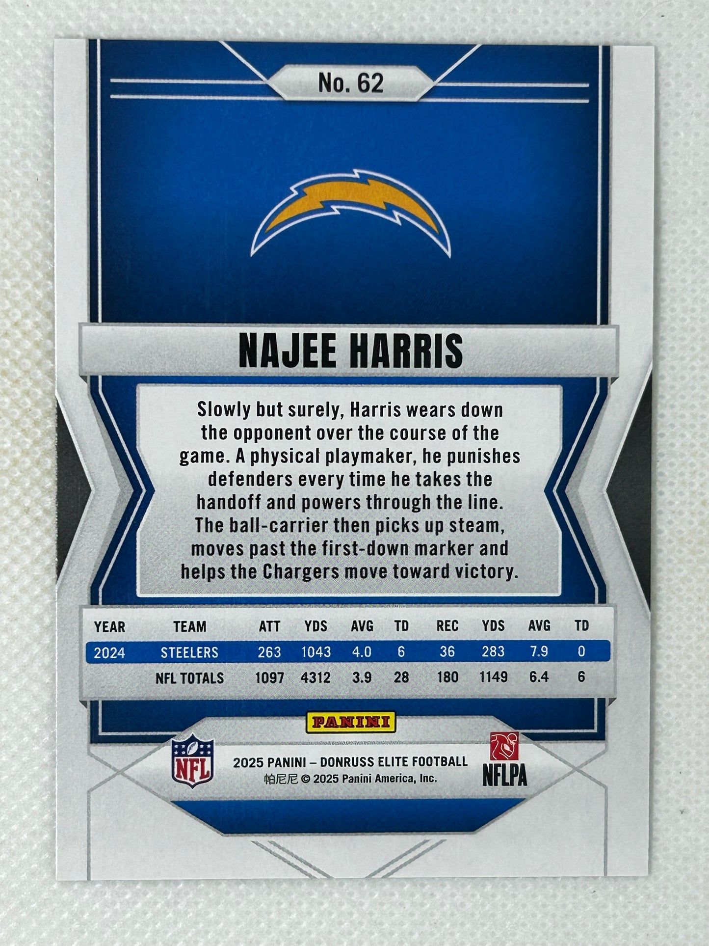 2025 Panini Donruss Elite Green Disco #62 Najee Harris Los Angeles Chargers
