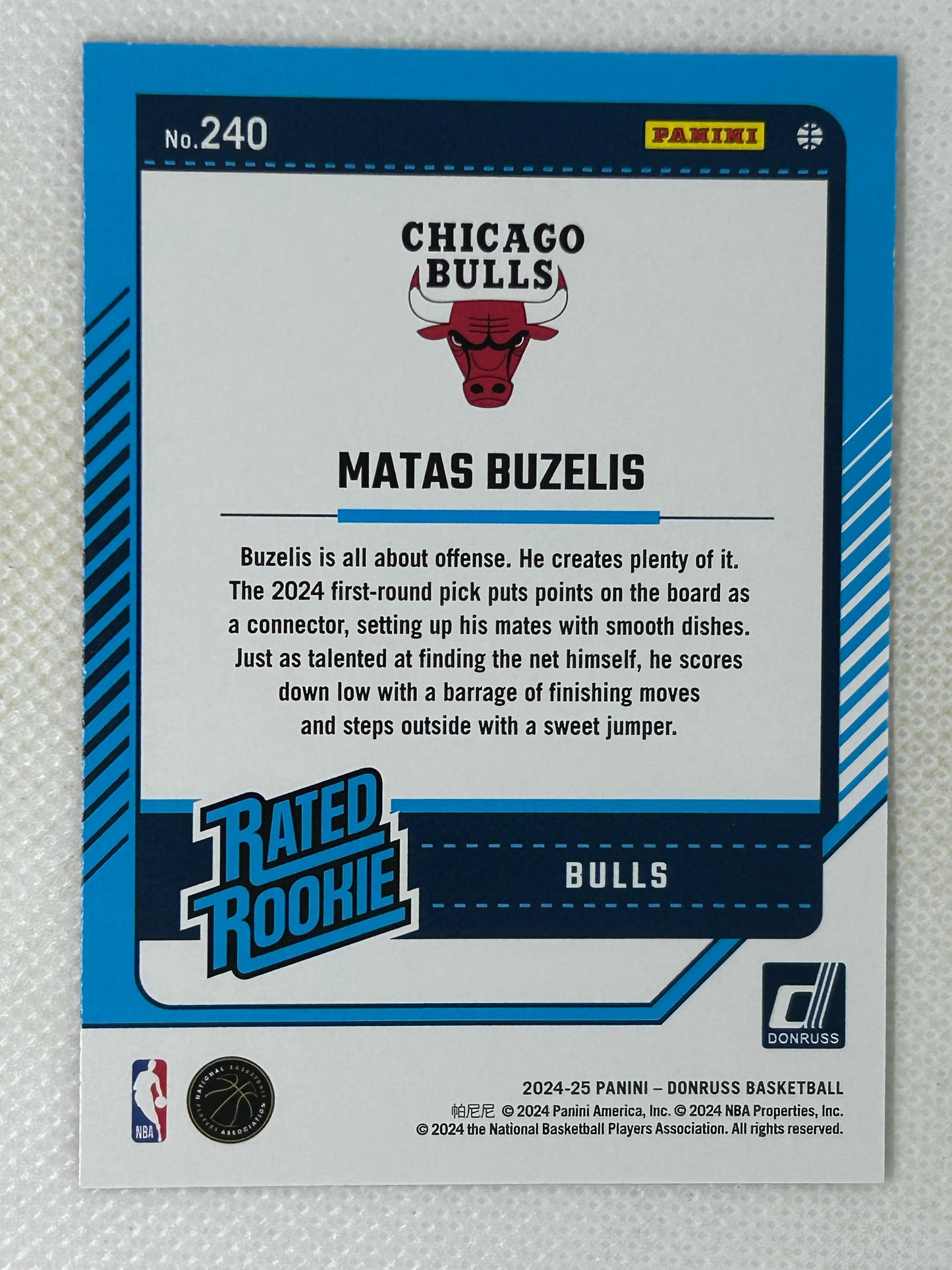 2024-25 Panini Donruss International Red Rated Rookie Matas Buzelis #240 Chicago Bulls