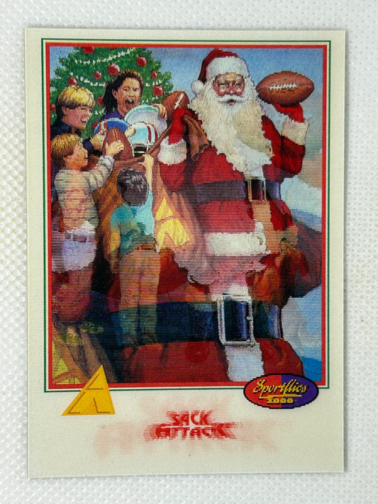 1994 Pinnacle NFL Motion Sack Attack Promo Card Santa Claus
