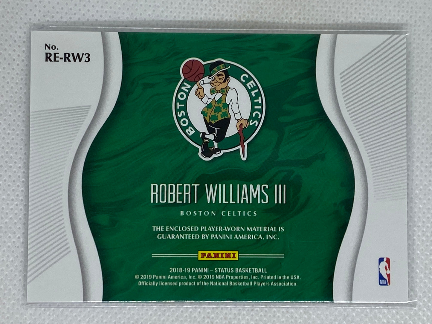2018-19 Panini Status Rookie Essentials Relic Robert Williams III Boston Celtics