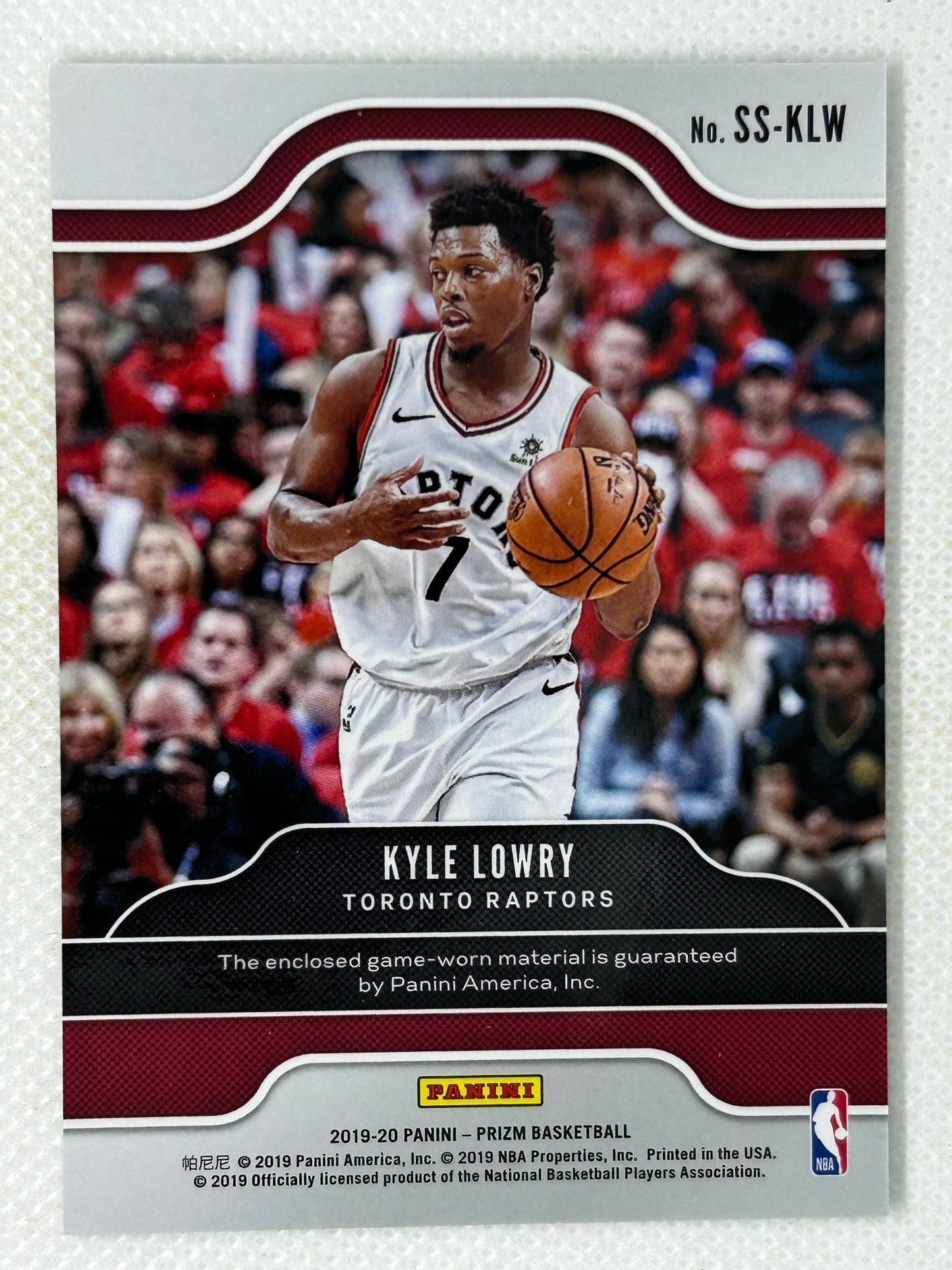 2019-20 Panini Prizm Sensational Swatches Game Worn Relic #SS-KLW Kyle Lowry Toronto Raptors