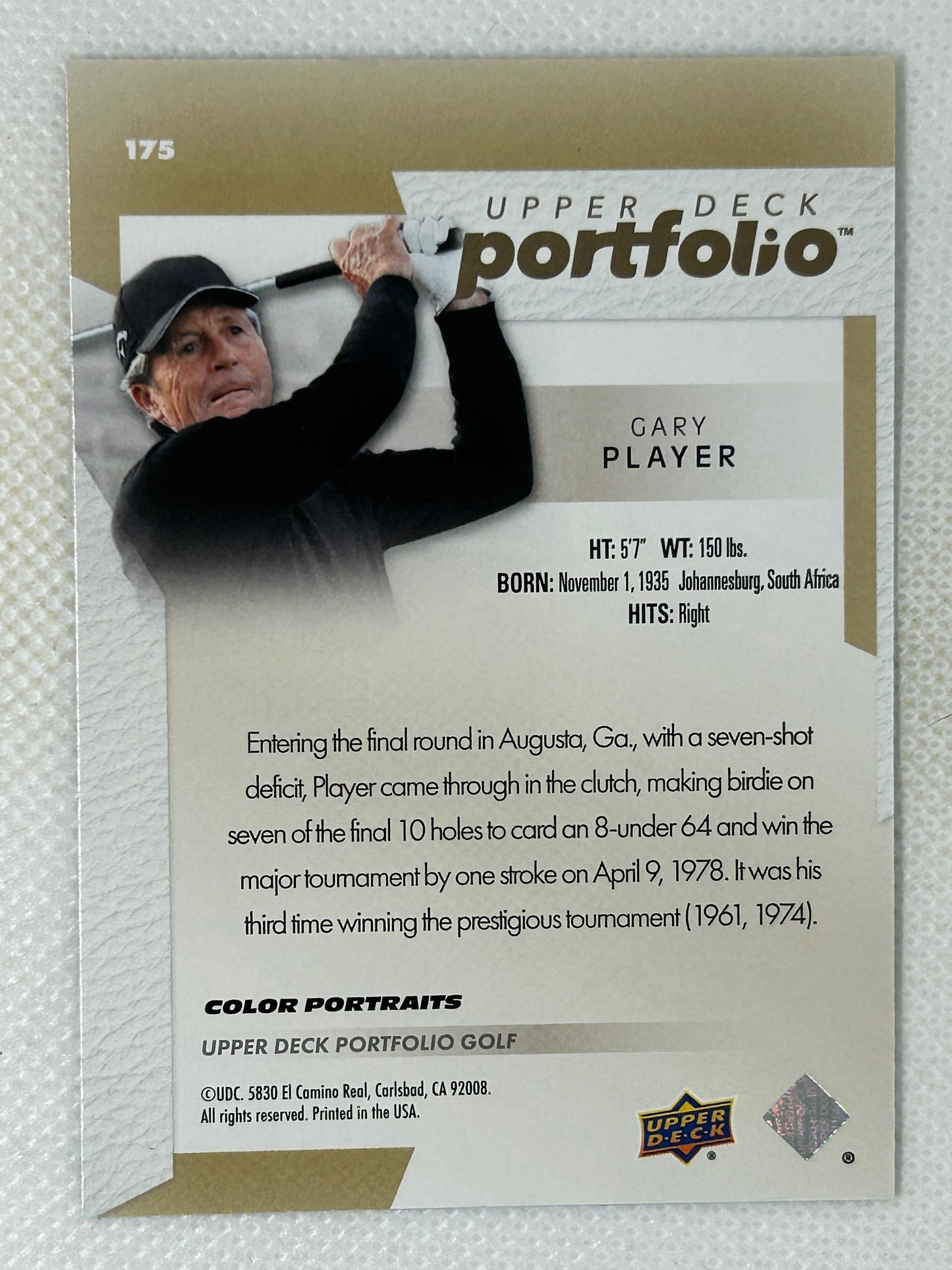 2024 Upper Deck Portfolio #175 Gary Player Signed Card