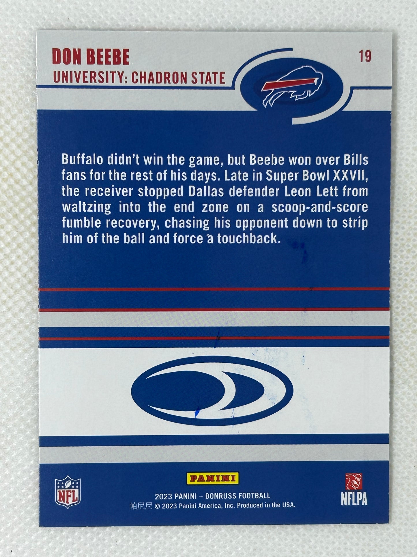 2023 Donruss #19 Don Beebe Retro 2003 Buffalo Bills Signed Card