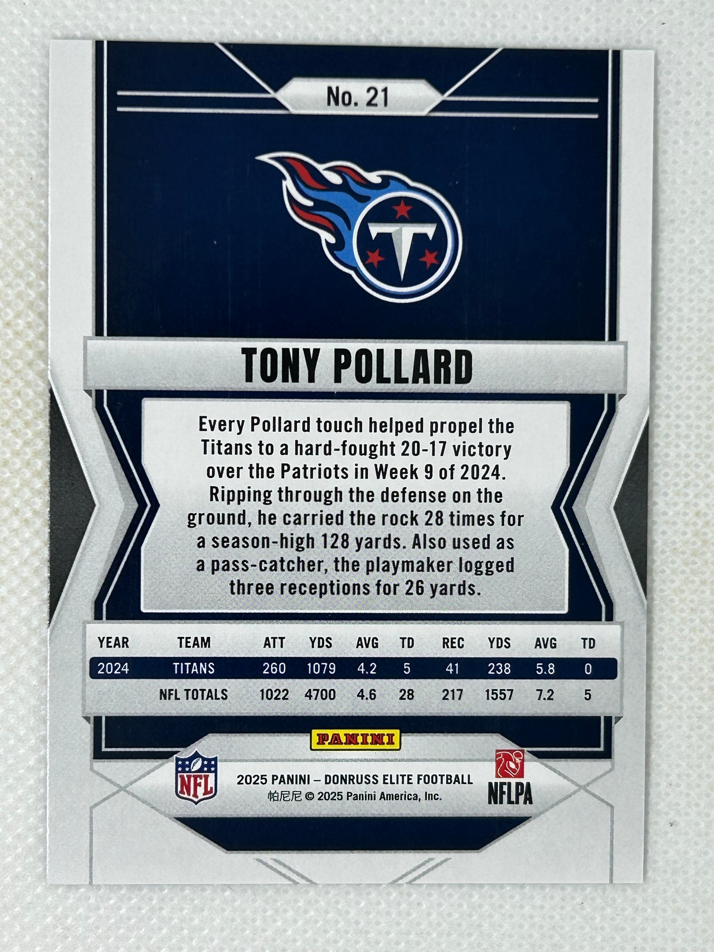 2025 Panini Donruss Elite Green Disco #21 Tony Pollard Tennessee Titans