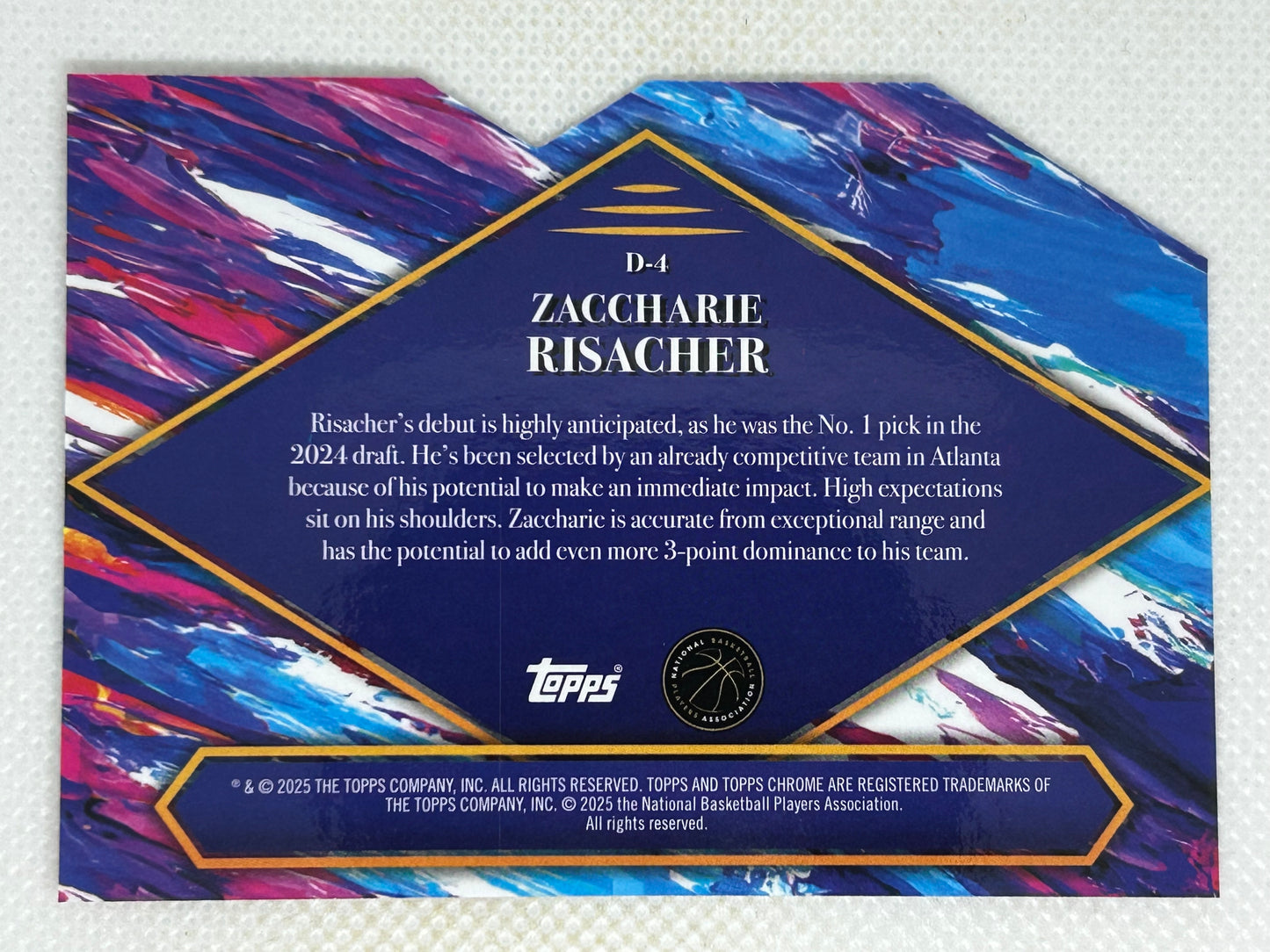 2024-25 Topps Finest Debut Silver XFractor Rookie #D-4 Zaccharie Risacher Atlanta Hawks