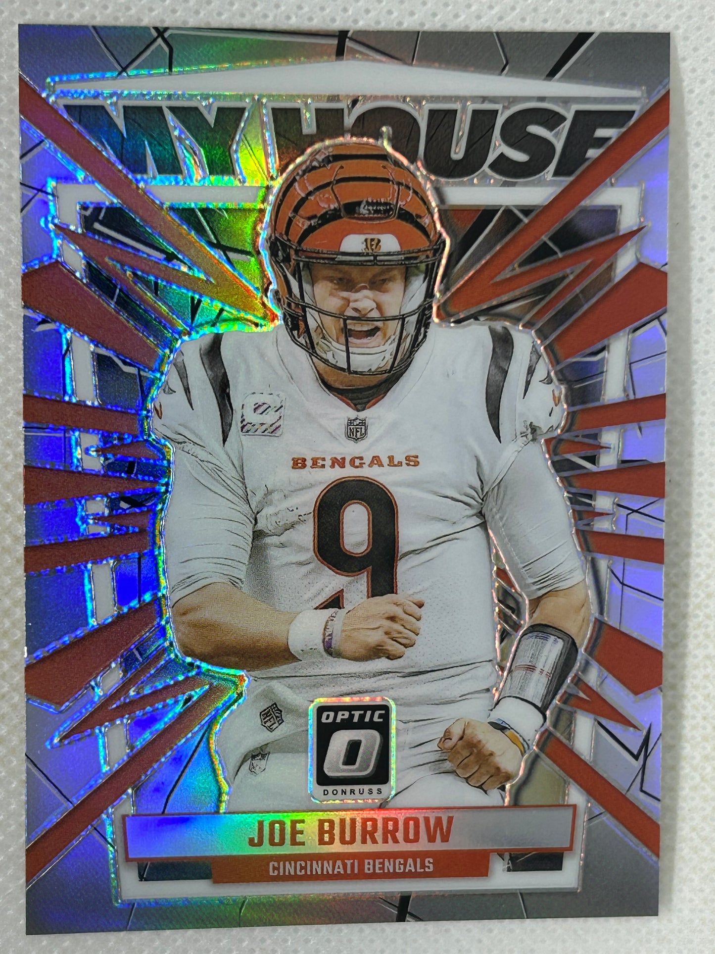 2023 Panini Donruss Optic #12 Joe Burrow My House Holo Silver Prizm Cincinnati Bengals
