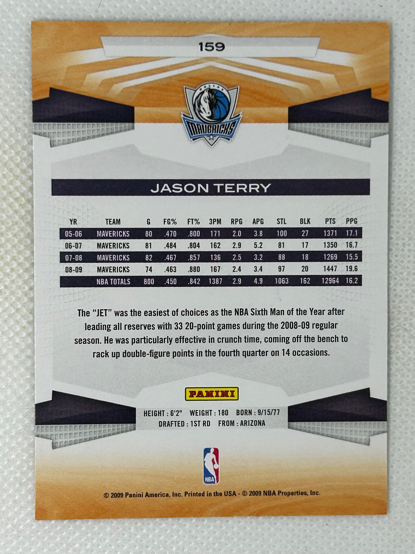 2009-10 Panini #159 Jason Terry Dallas Mavericks Signed Card