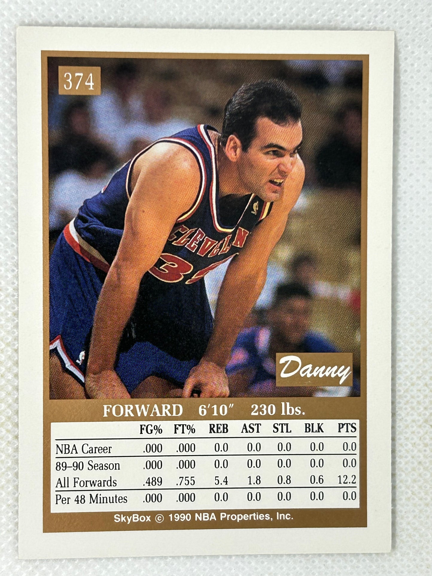1990-91 SkyBox Danny Ferry Rookie #374 Cleveland Cavaliers Signed Card