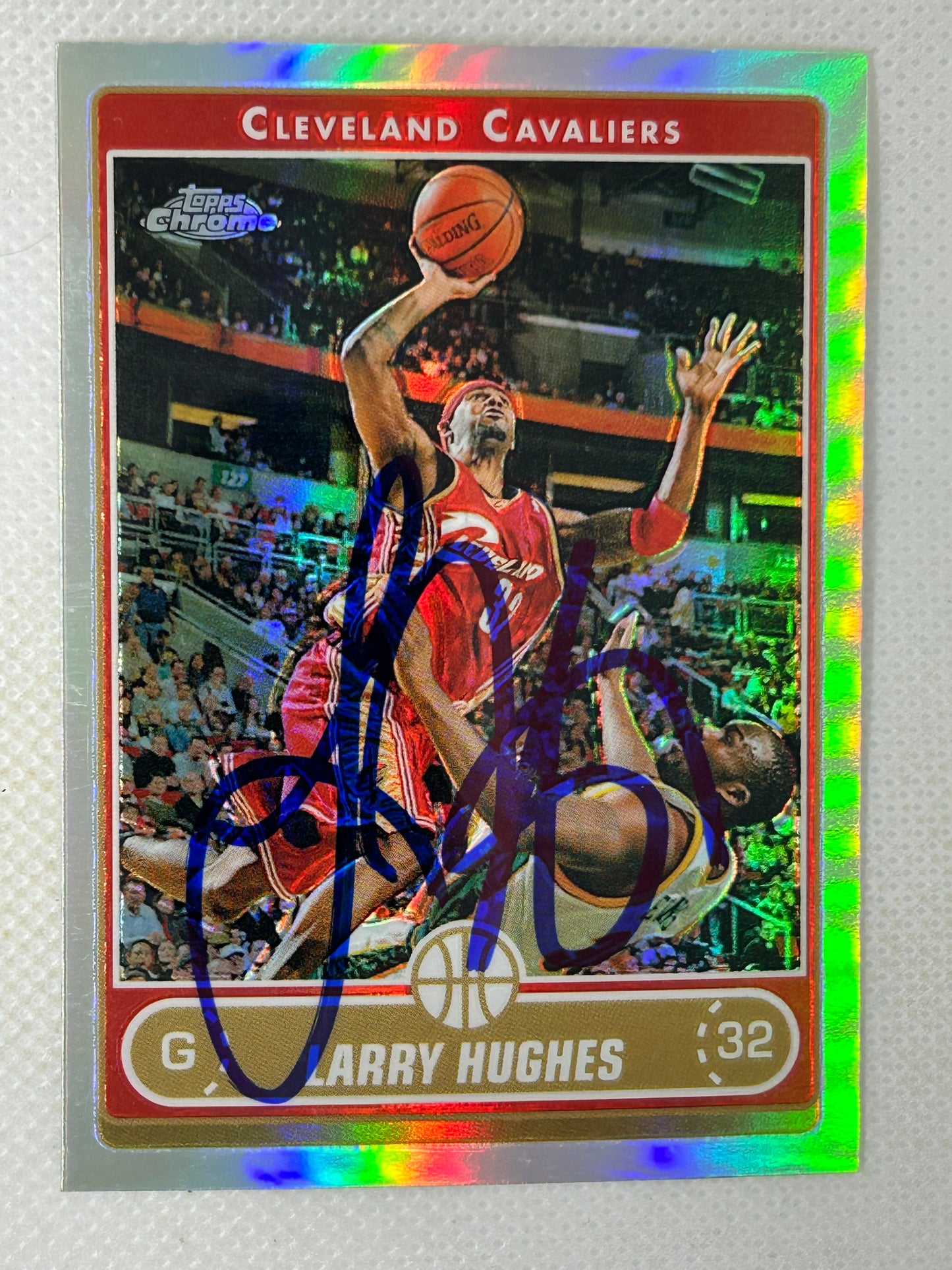 2006-07 Topps Chrome Refractor Larry Hughes #11 Cleveland Cavaliers Signed Card