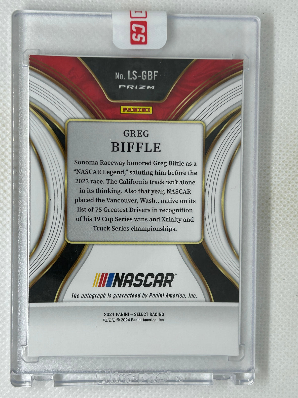 2024 Panini Select Silver Legendary Redemption Autograph Greg Biffle #LS-GBF