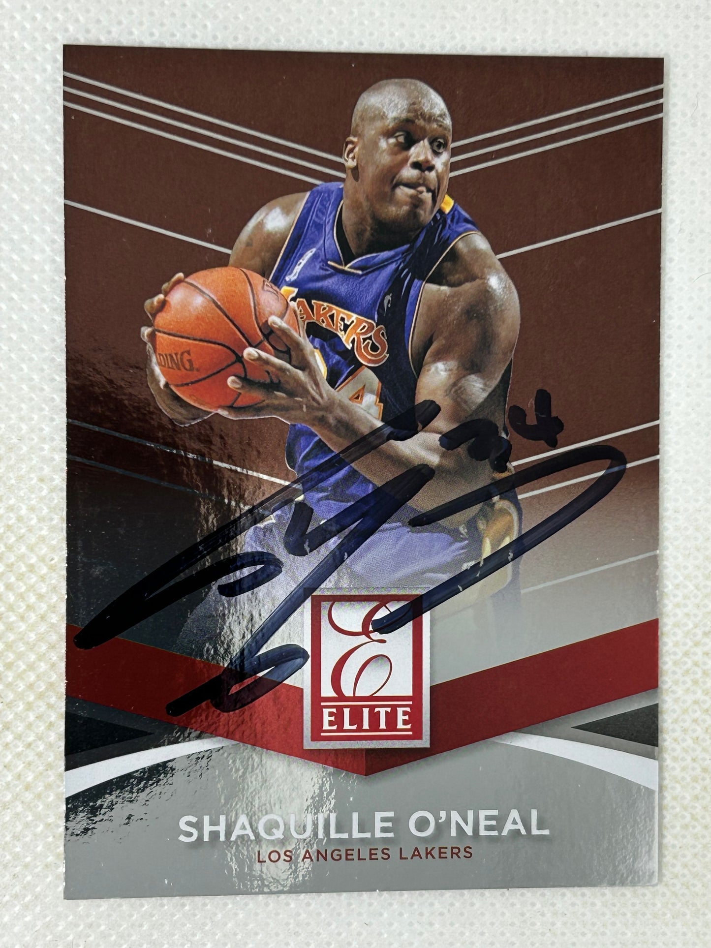 2014-15 Panini Donruss Elite #89 Shaquille O'Neal Los Angeles Lakers Signed Card