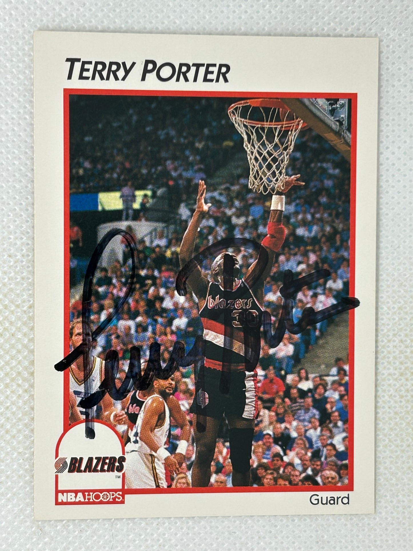 1991-92 NBA Hoops Terry Porter #35 Portland Trail Blazers Signed Card