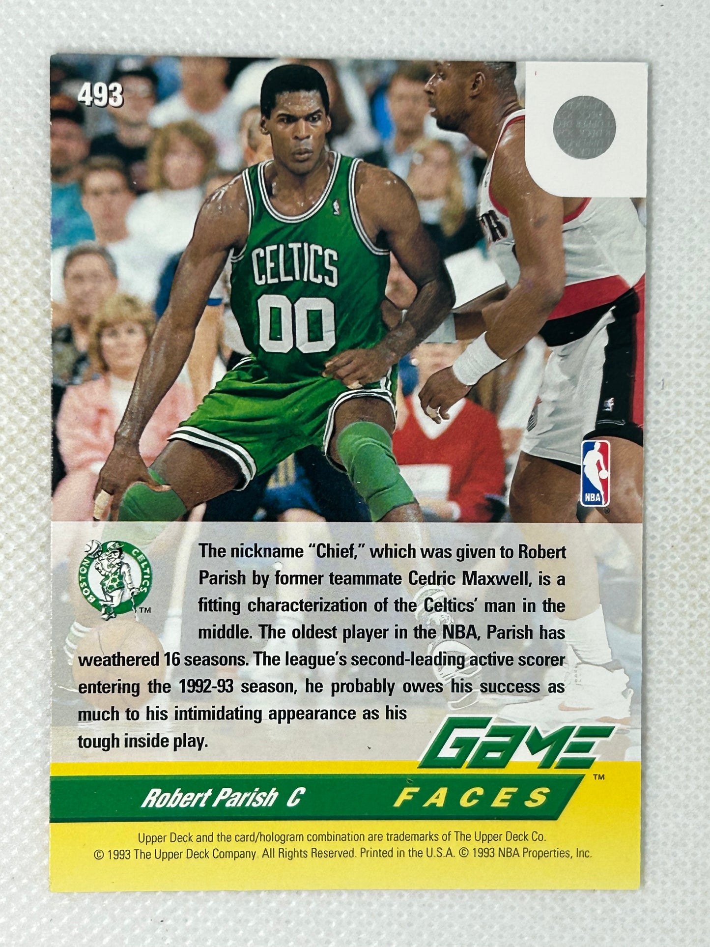 1993-94 Upper Deck Game Faces #493 Robert Parish Boston Celtics Signed Card