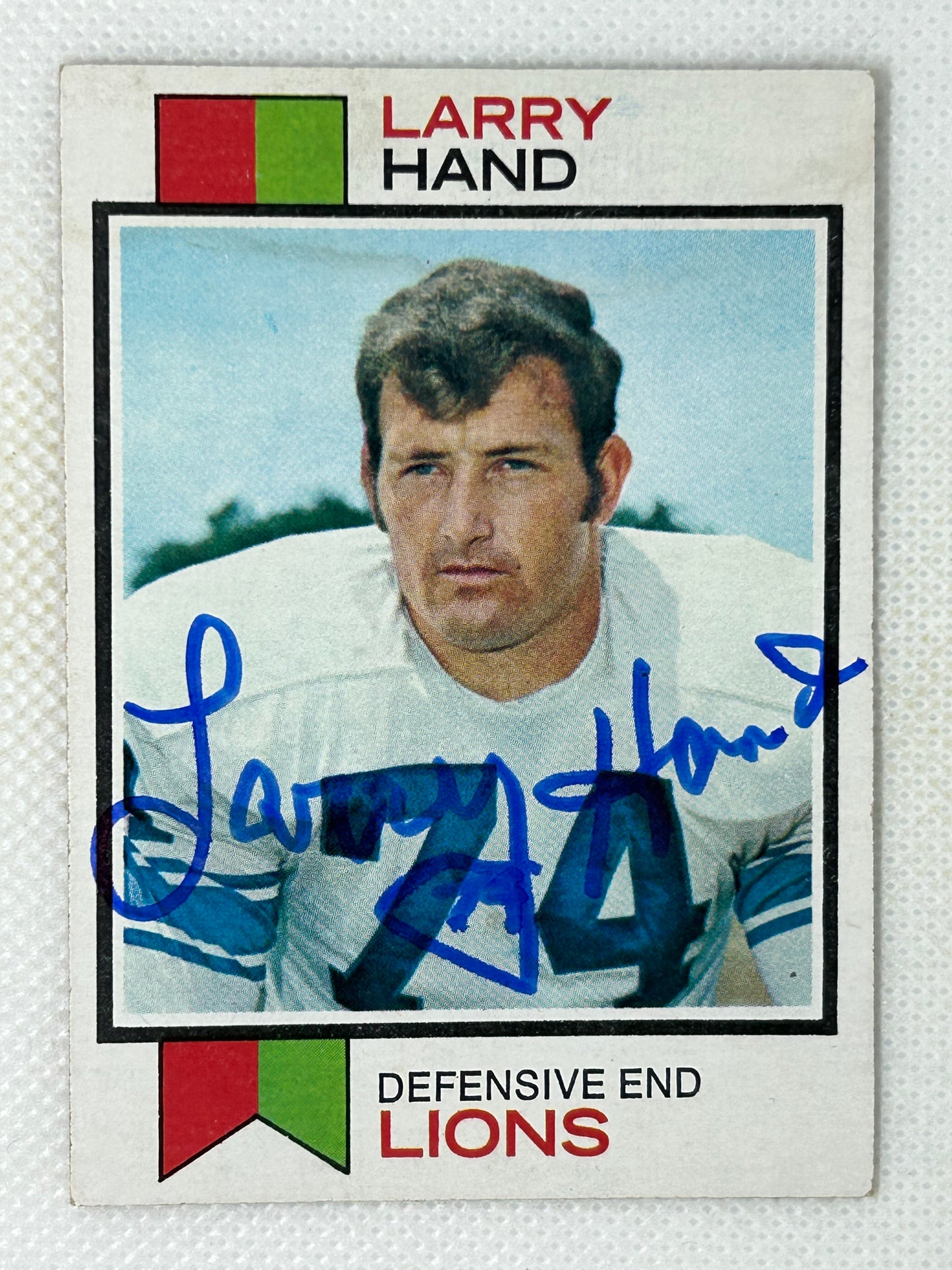 1973 Topps Larry Hand Detroit Lions #93 Signed Card