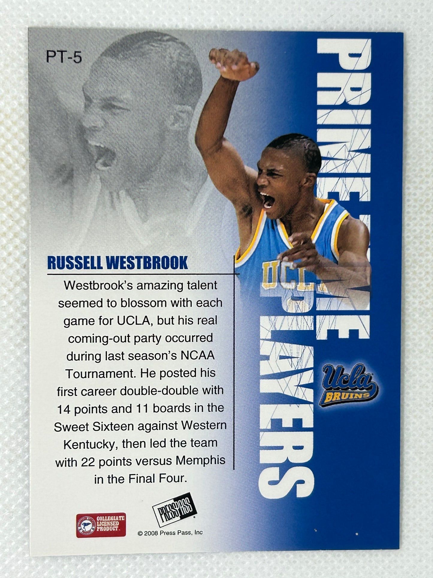 2008 Press Pass Russell Westbrook Primetime Players Rookie #PT-5 UCLA Bruins