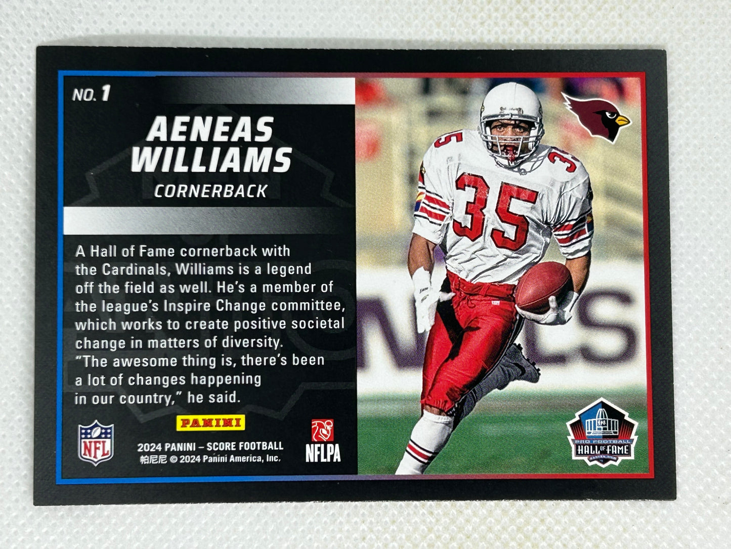 2024 Panini Score Men of Canton Aeneas Williams #1 Arizona Cardinals HOF Signed Card
