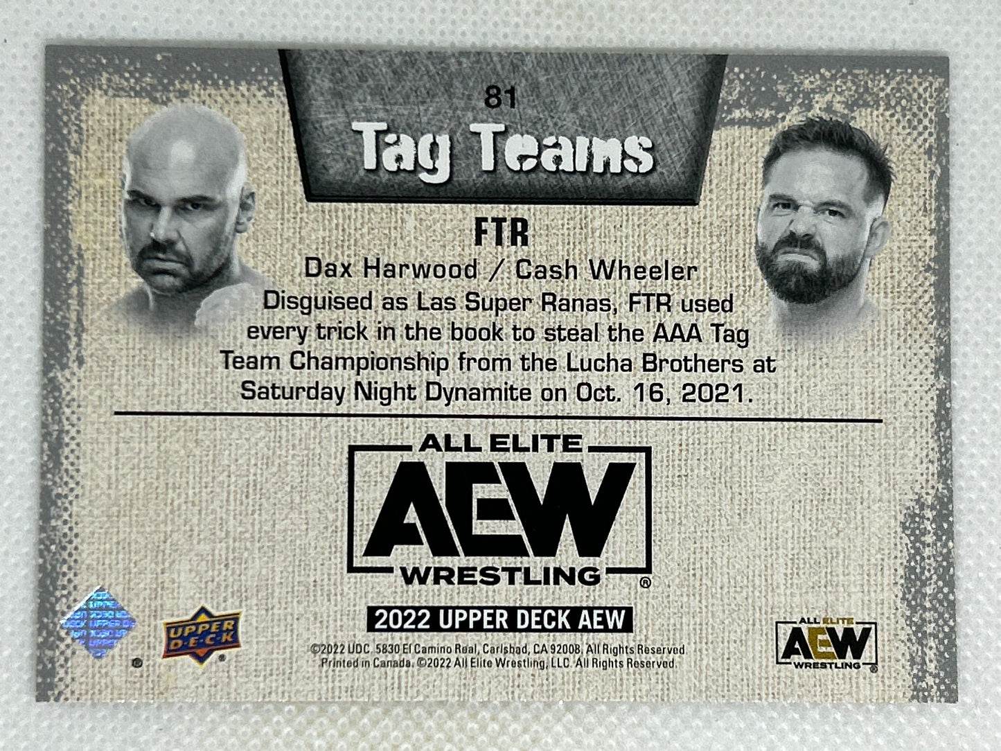 2022 Upper Deck AEW All Elite Wrestling Tag Teams #81 FTR Dax Harwood Cash Wheeler