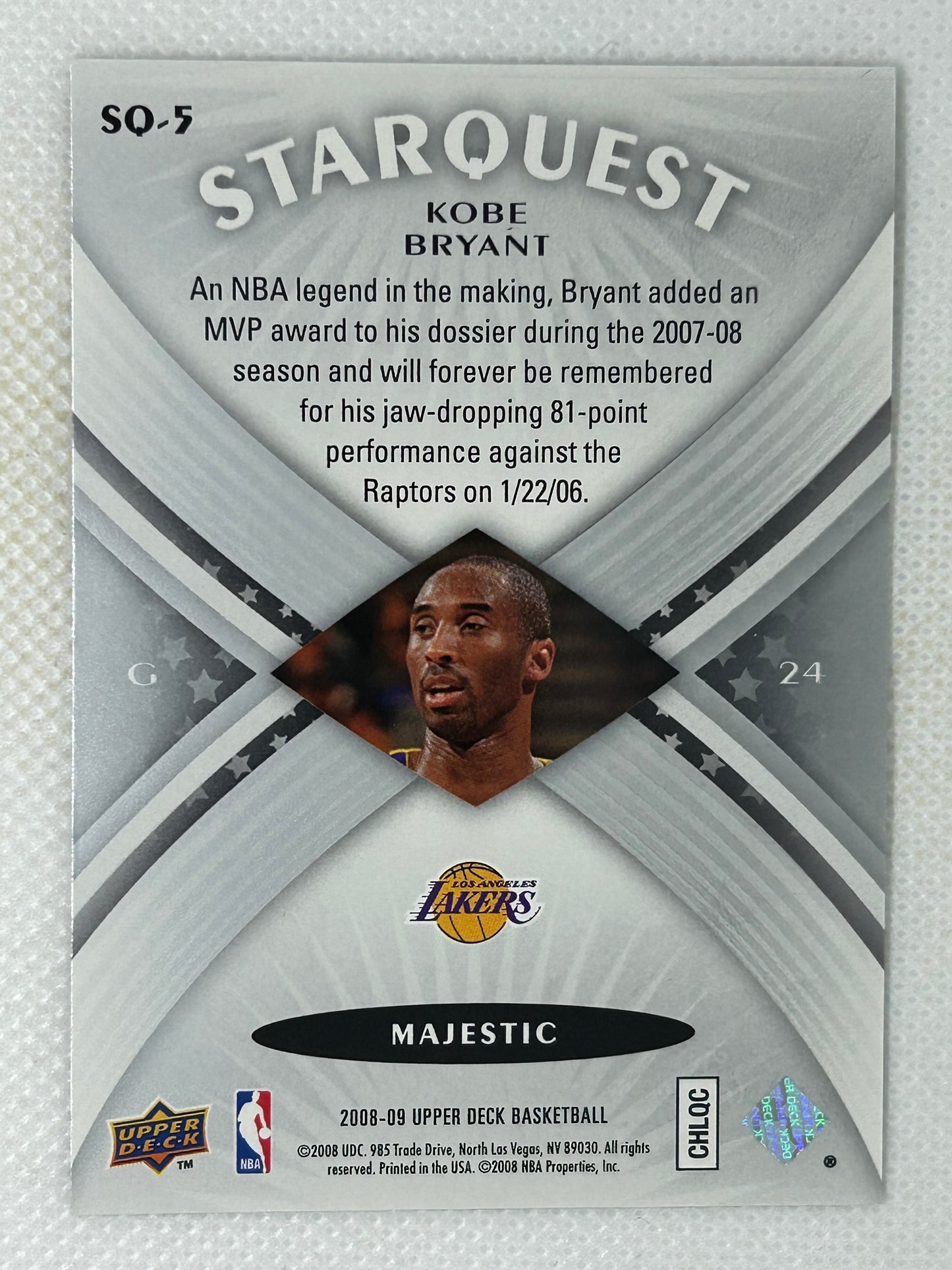 2008-09 Upper Deck Starquest Black Majestic Kobe Bryant #SQ-5 Los Angeles Lakers