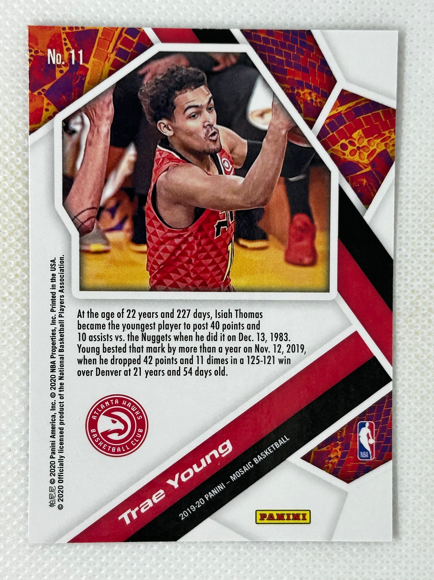 2019-20 Panini Mosaic Will to Win Trae Young #11 Atlanta Hawks