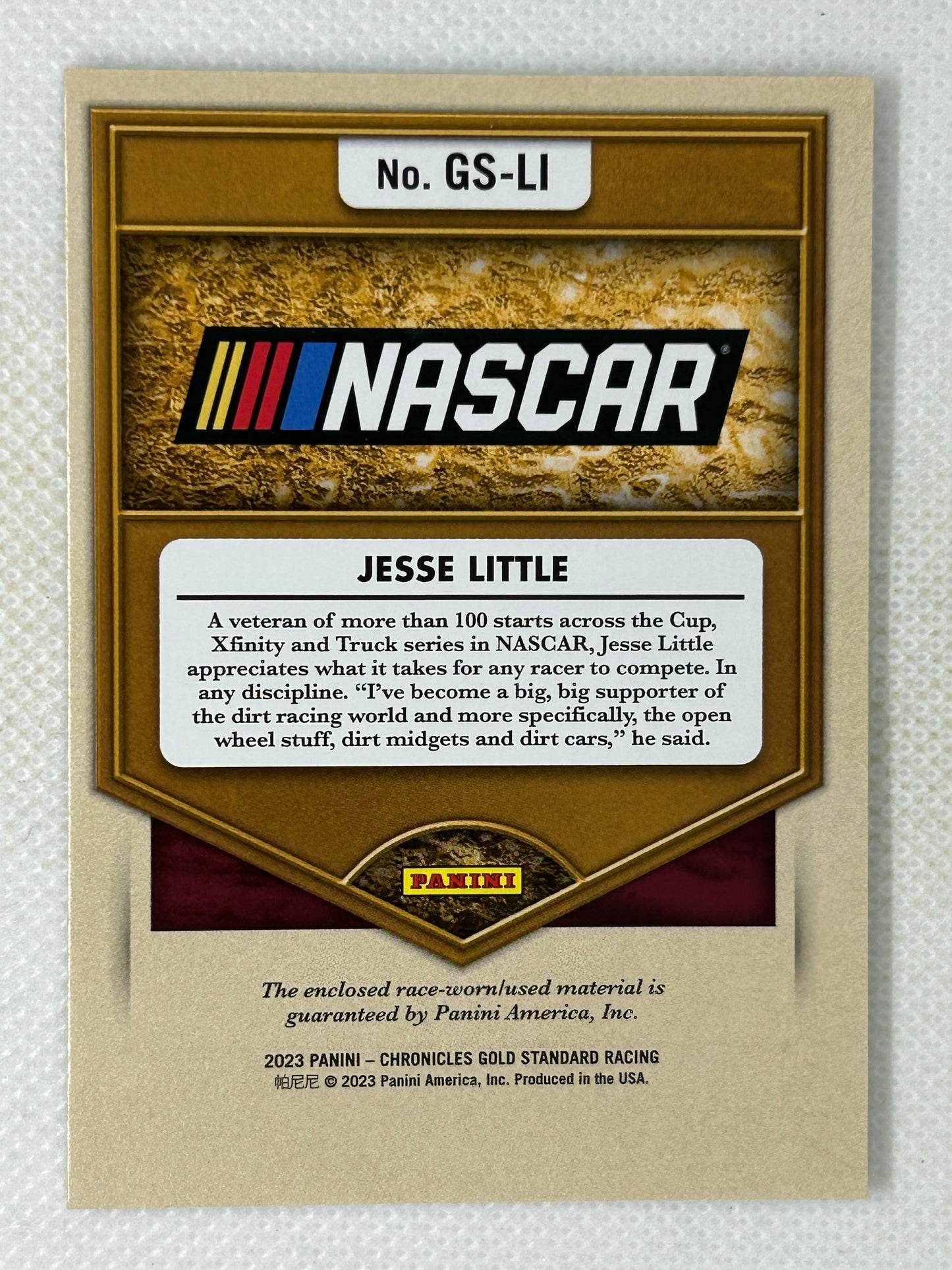 2023 Panini Gold Standard Newly Minted Triple Race Used Relic #GS-LI Jesse Little