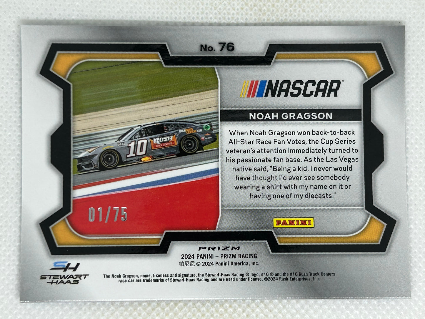 2024 Panini Prizm Nascar Base Rides Noah Gragson #76 Blue Pulsar Prizm /75