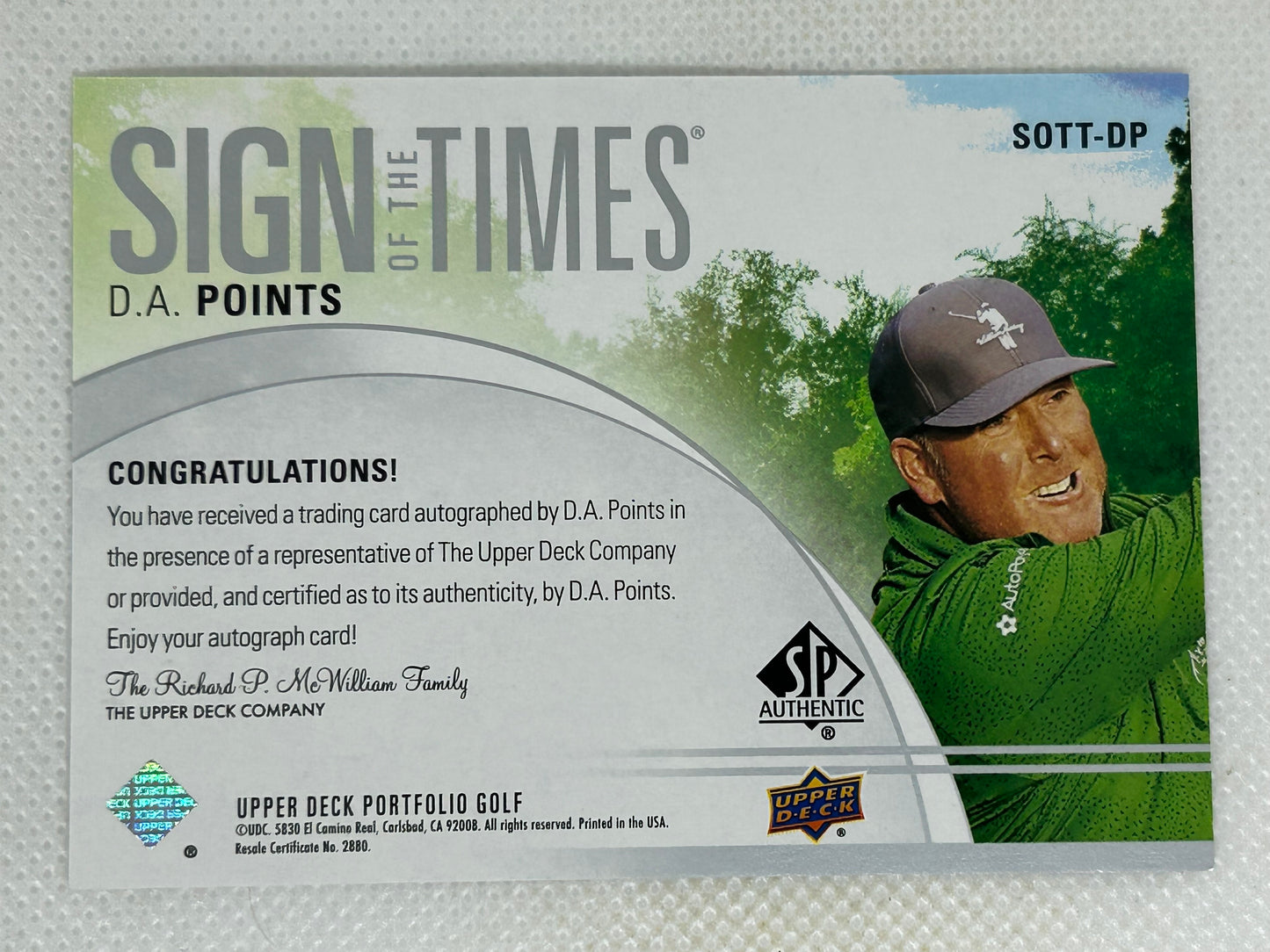 2024 Upper Deck Portfolio Golf Sign of the Times #SOTT-DP D.A. Points Autograph