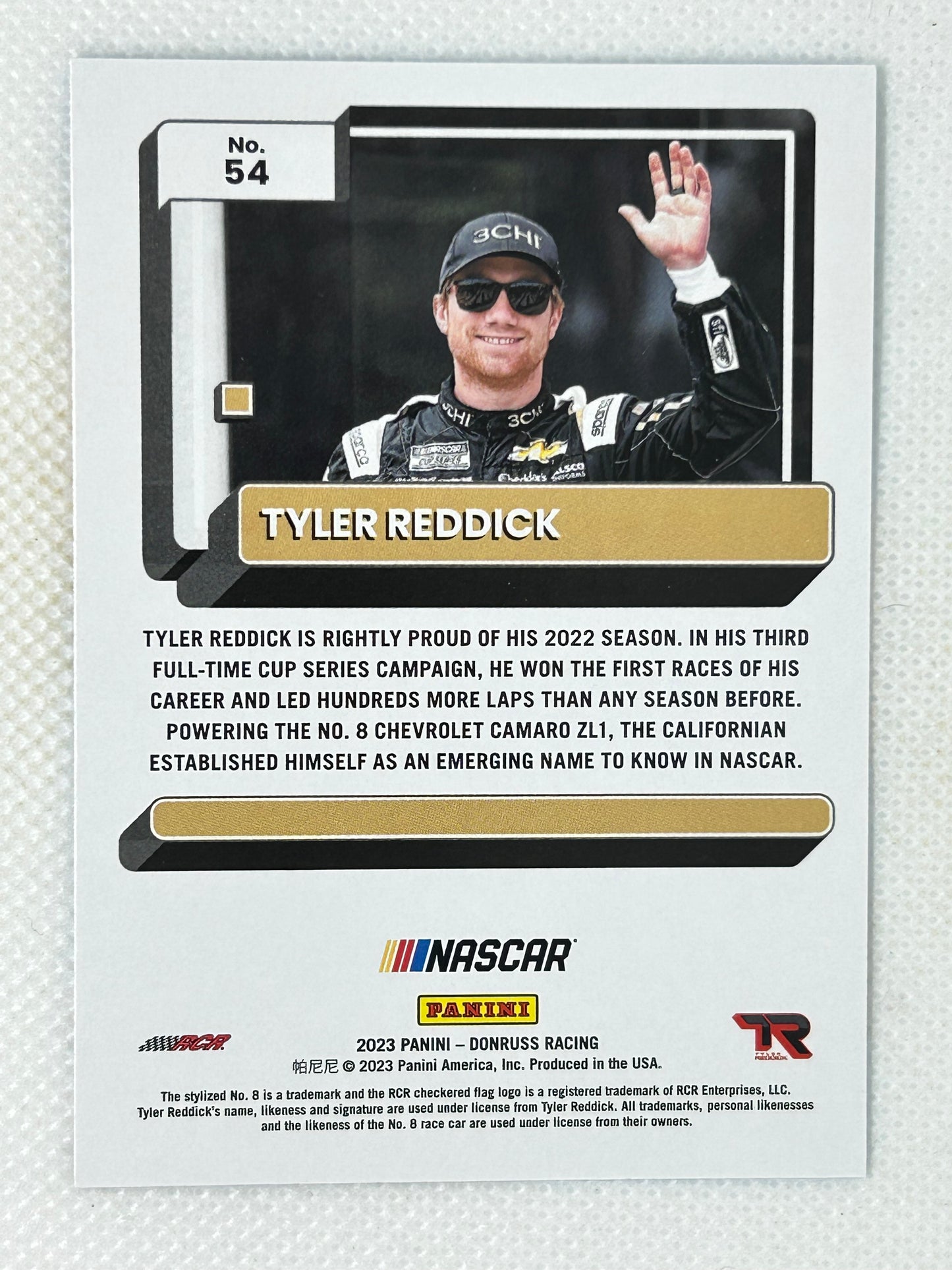 2023 Panini Donruss NASCAR Carolina Blue #54 Tyler Reddick