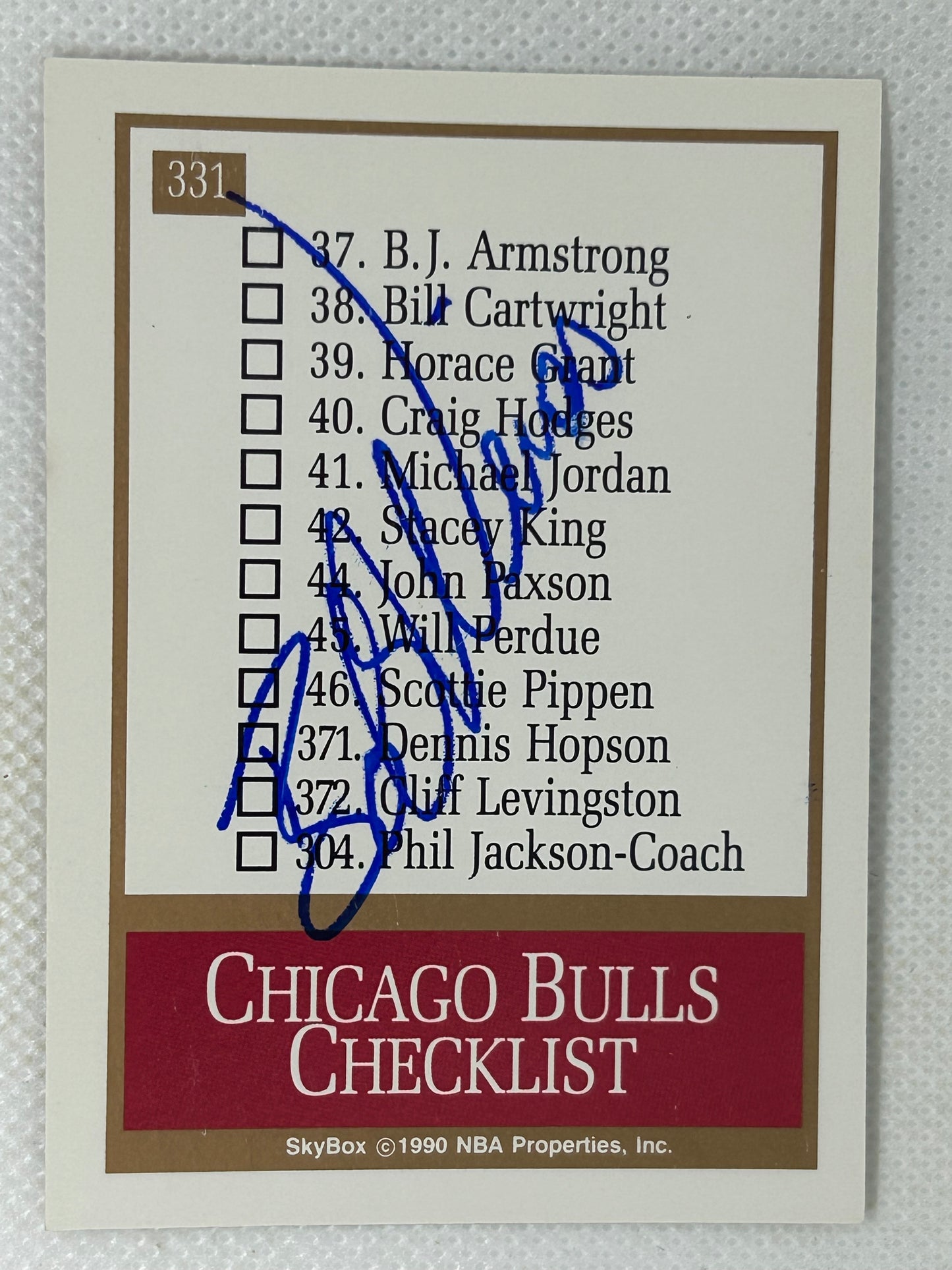 1990-91 SkyBox #331 Chicago Bulls Team Card Dual Front & Back Bob Weiss Signed Card