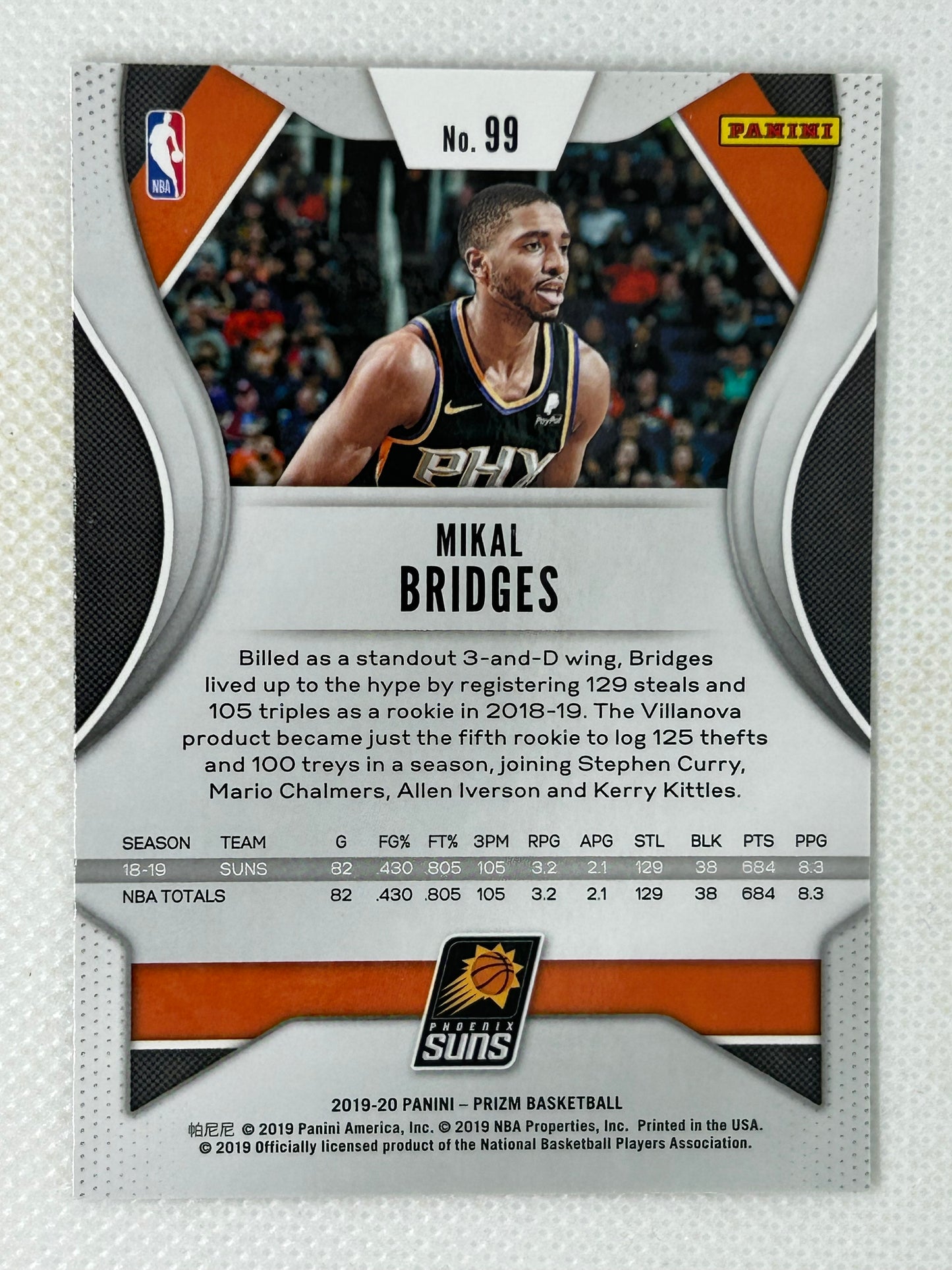2019-20 Panini Prizm #99 Mikal Bridges Phoenix Suns