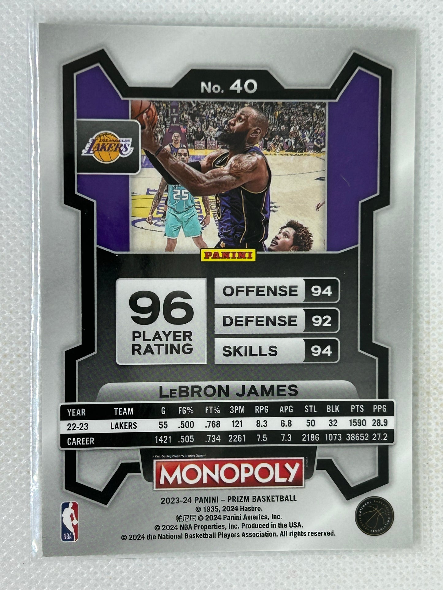 2023-24 Panini Prizm Monopoly Lebron James #40 Los Angeles Lakers
