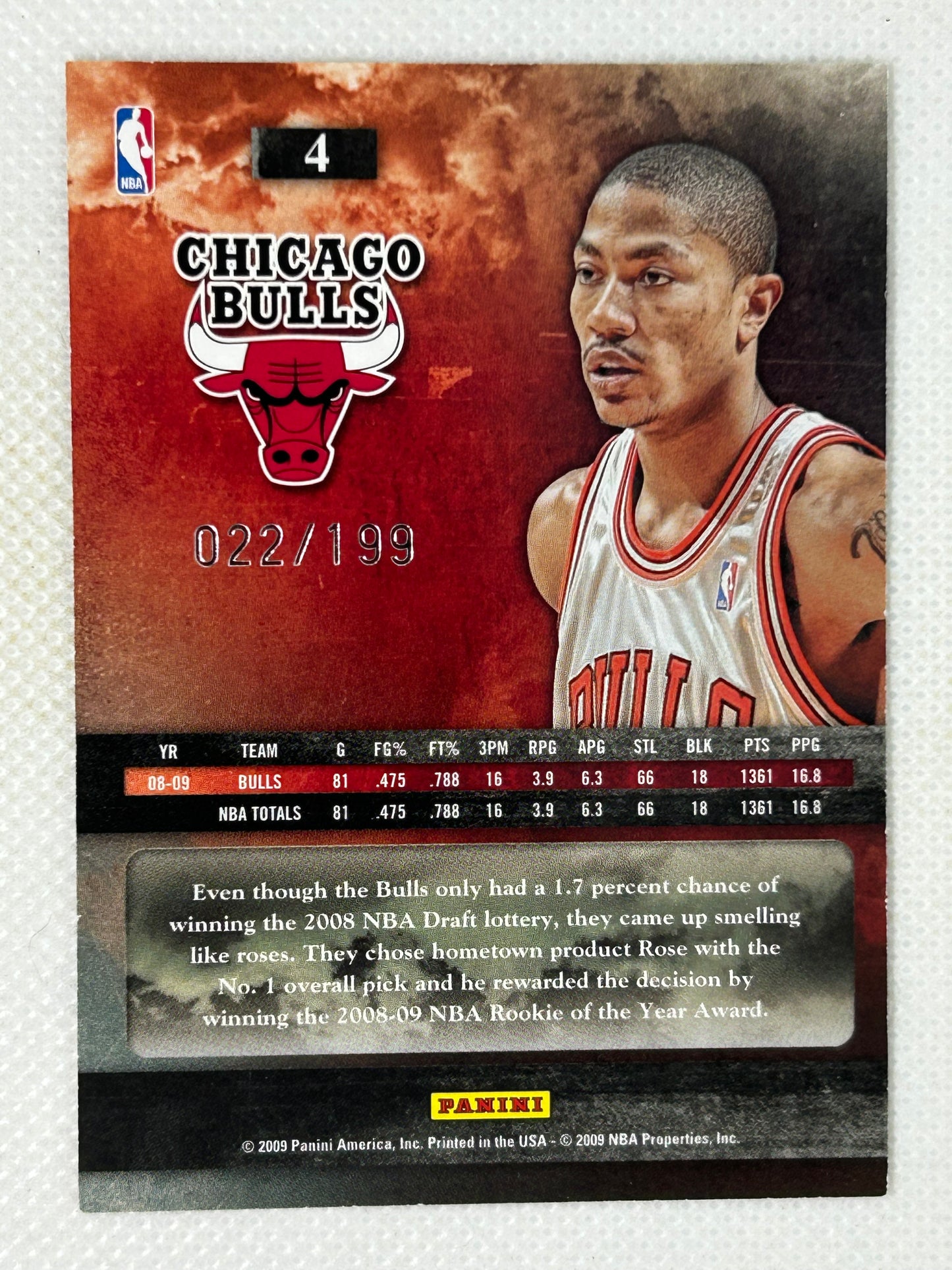 2009-10 Panini The Franchise Artist Proof /199 Derrick Rose #4 Chicago Bulls