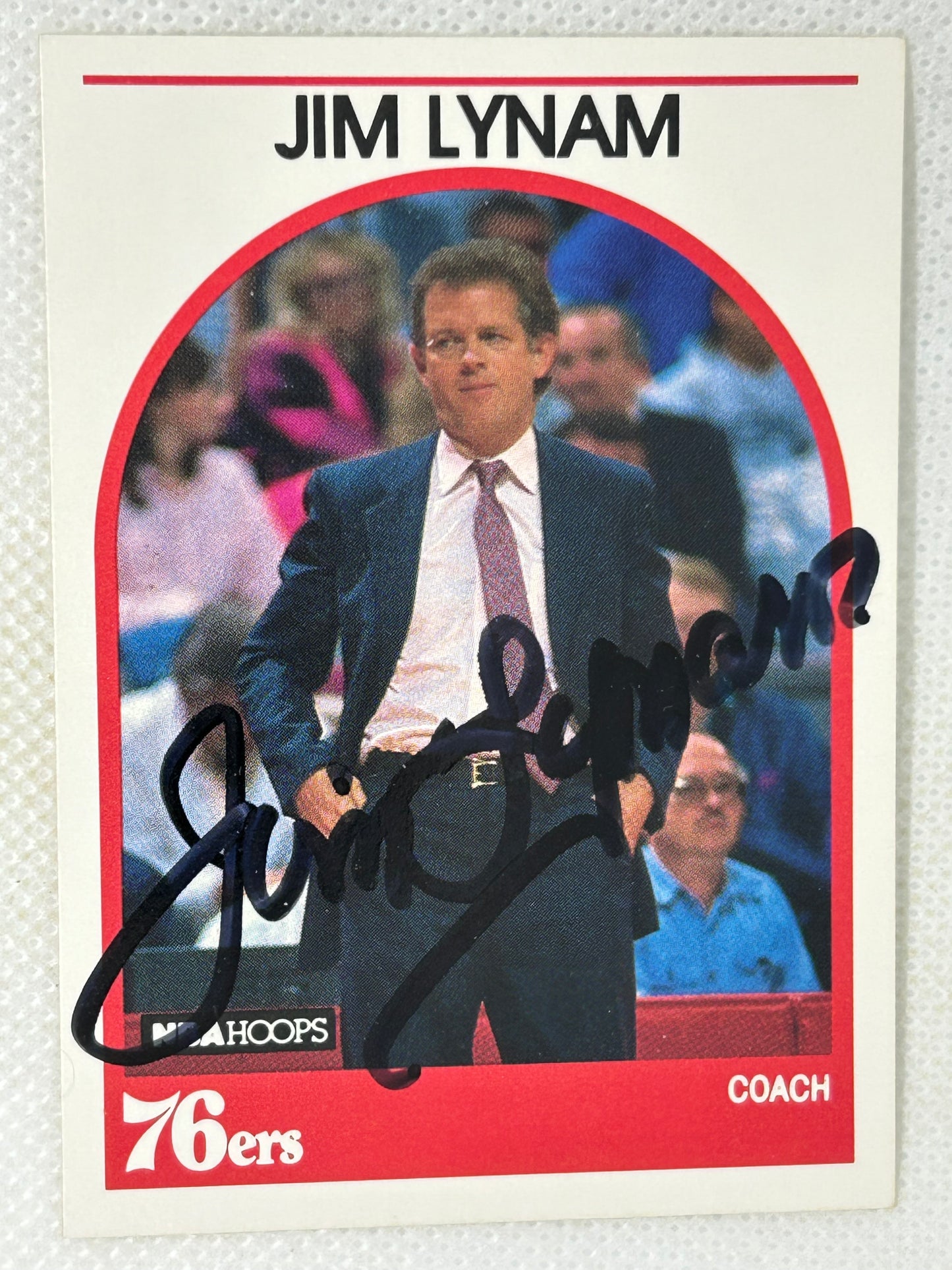 1989 Hoops Basketball #68 Jim Lynam Philadelphia 76ers Signed Card