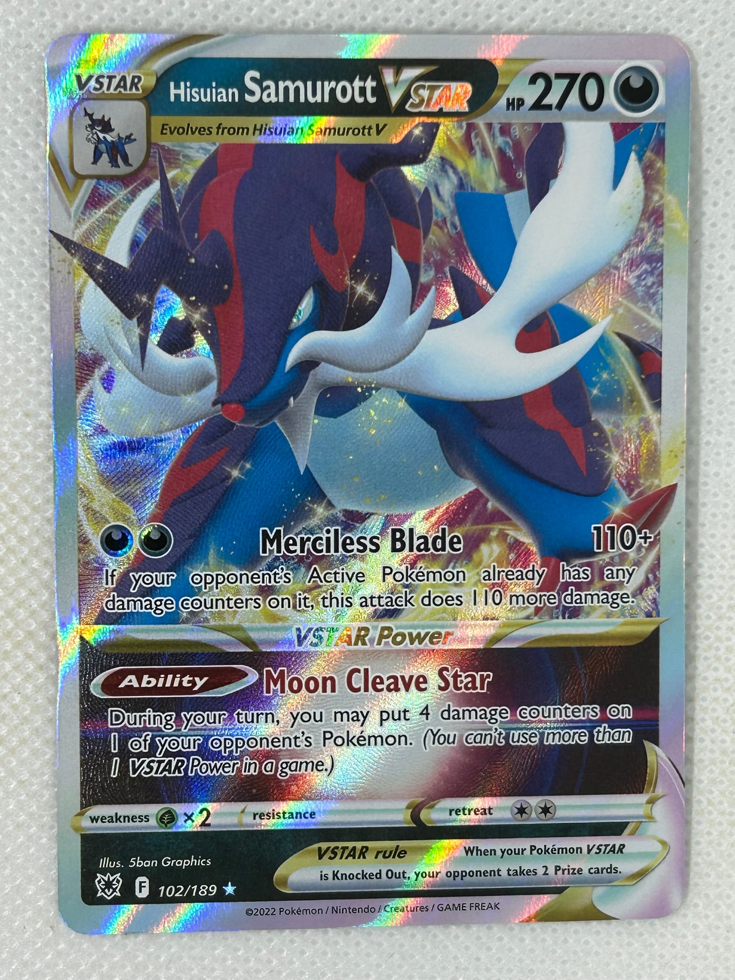 Pokémon TCG Astral Radiance VSTAR Ultra Rare Holo - Hisuian Samurott 102/189