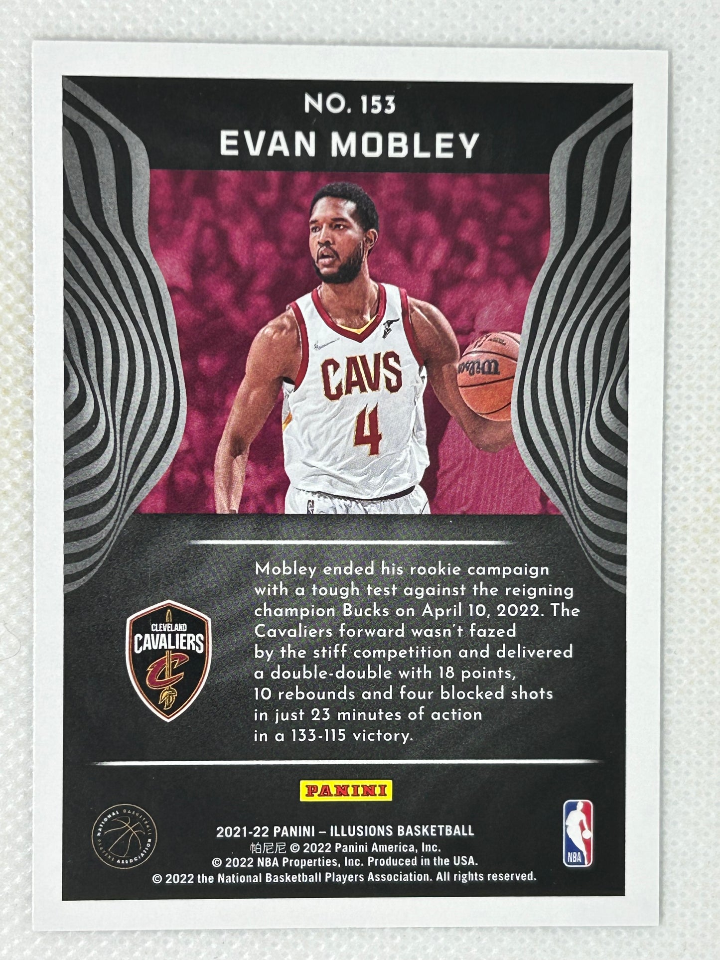 2021-22 Panini Illusions Evan Mobley Rookie Card #153 Cleveland Cavaliers