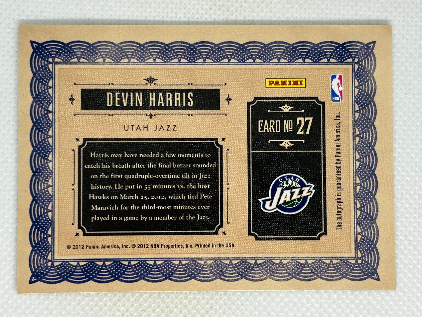 2011-12 Panini Gold Standard Superscribe Signatures /149 Devin Harris #27 Utah Jazz
