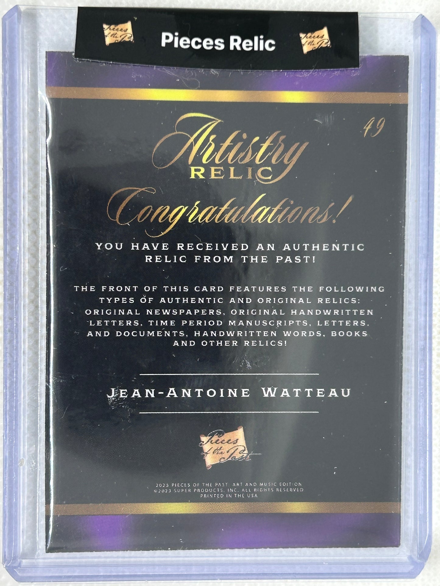 2023 Pieces of the Past Artistry Relic #49 Jean-Antonie Watteau (French Painter)