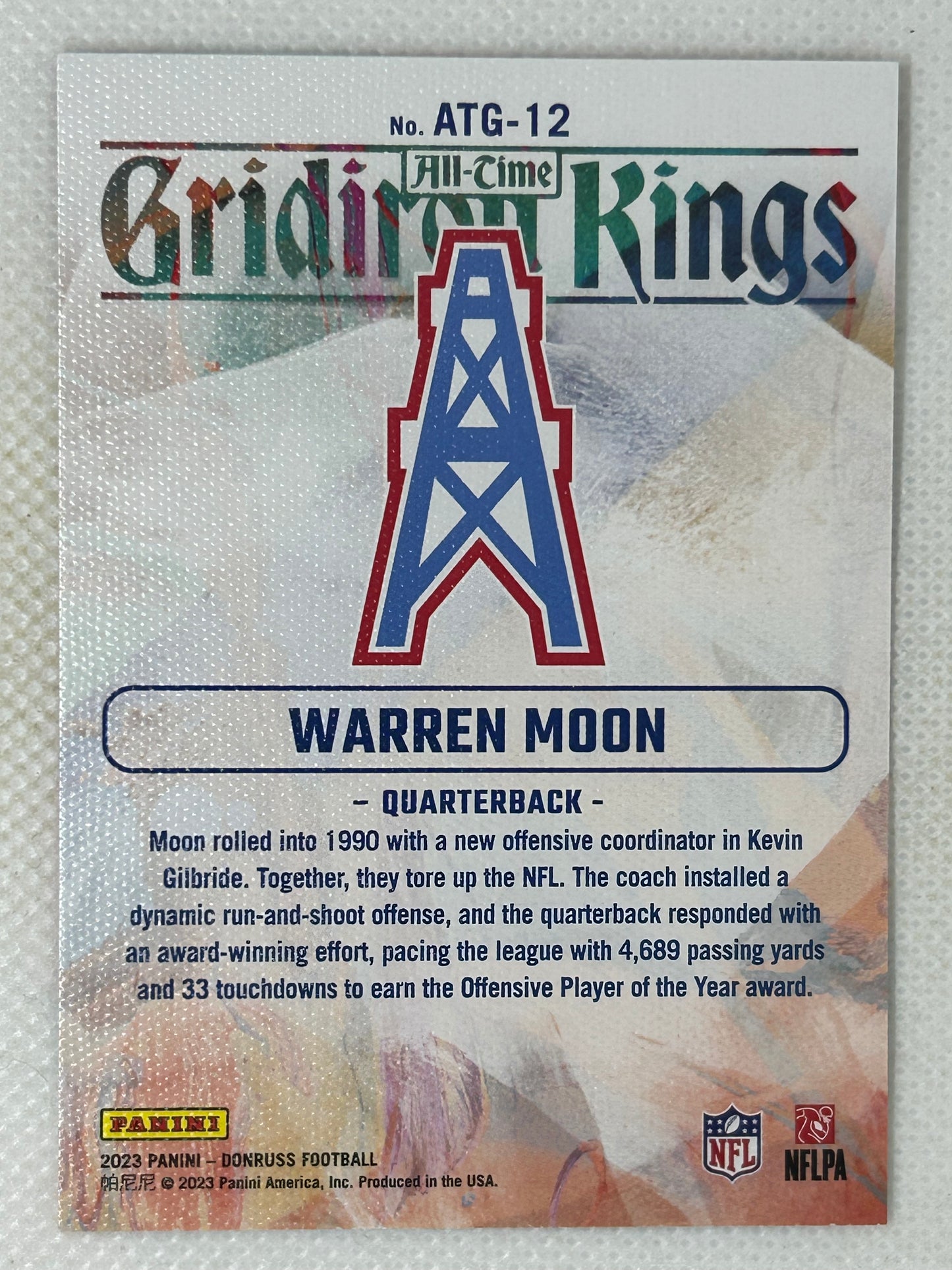 2023 Panini Donruss Warren Moon All-Time Gridiron Kings #ATG-12 Houston Oilers Signed Card