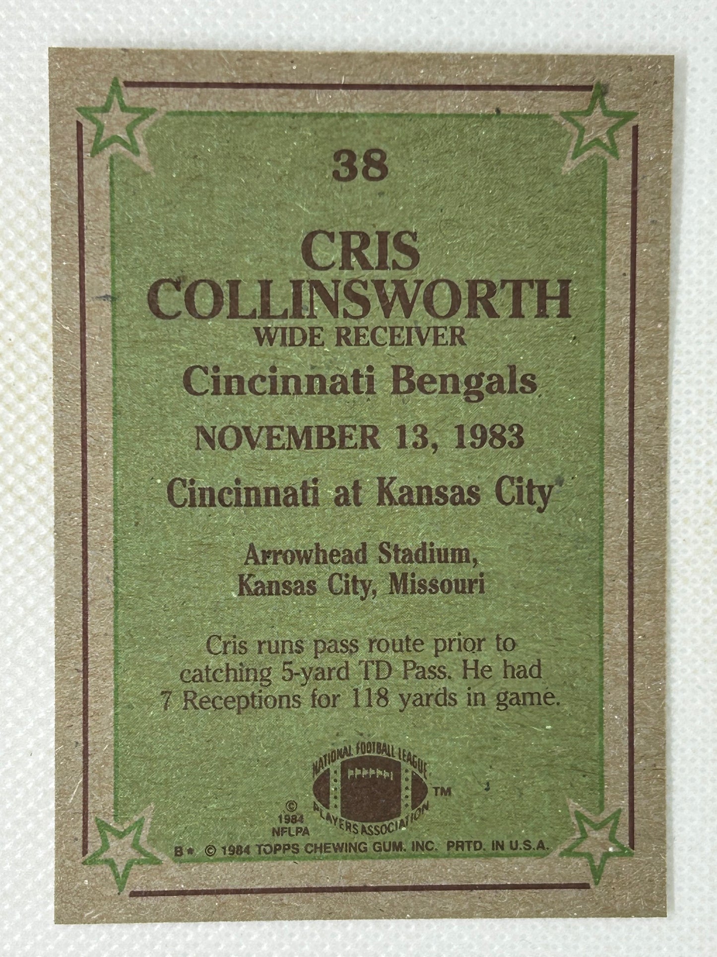 1984 Topps Instant Replay Chris Collinsworth #38 Cincinnati Bengals