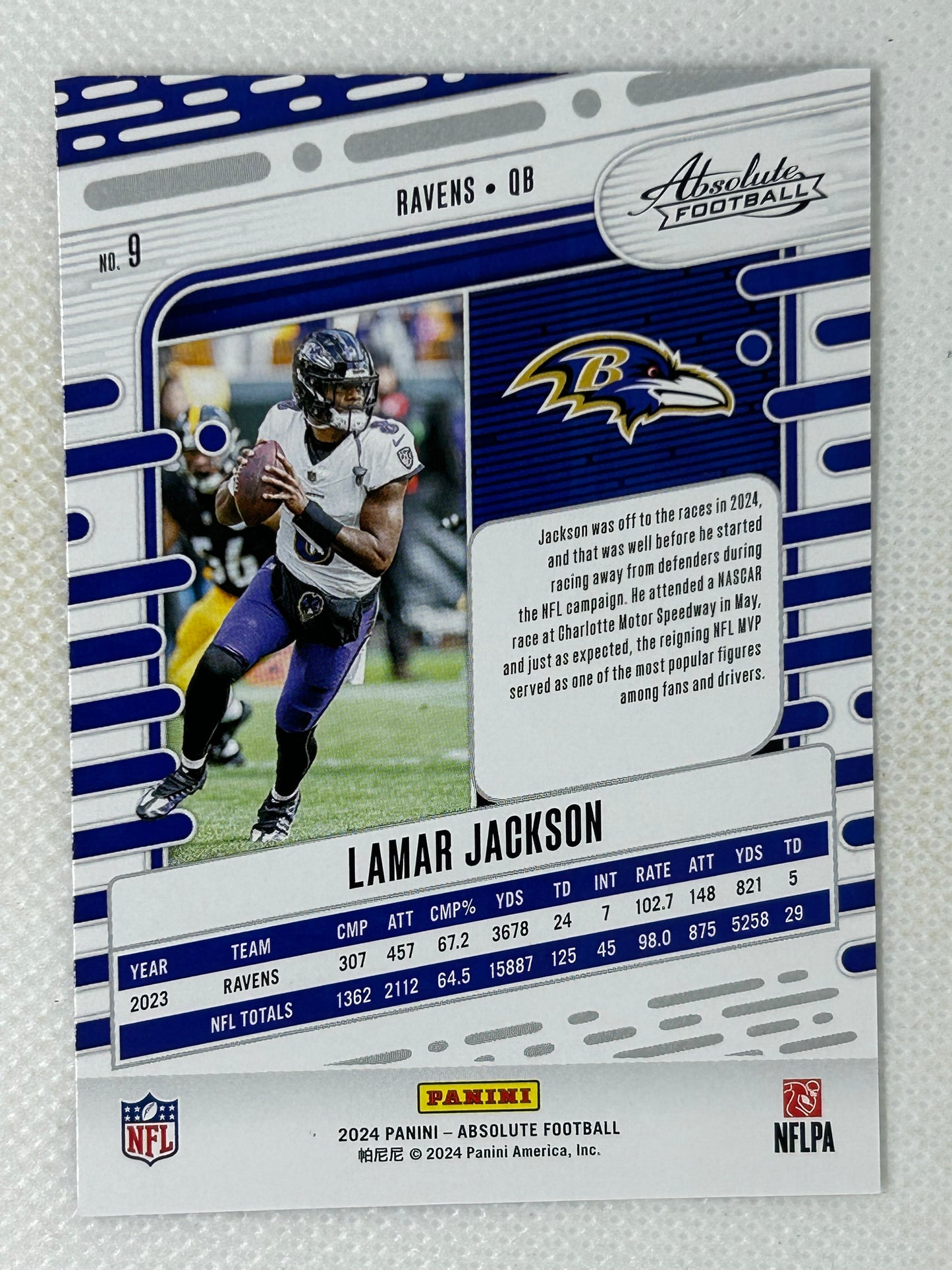 2024 Panini Absolute Lamar Jackson #9 Baltimore Ravens