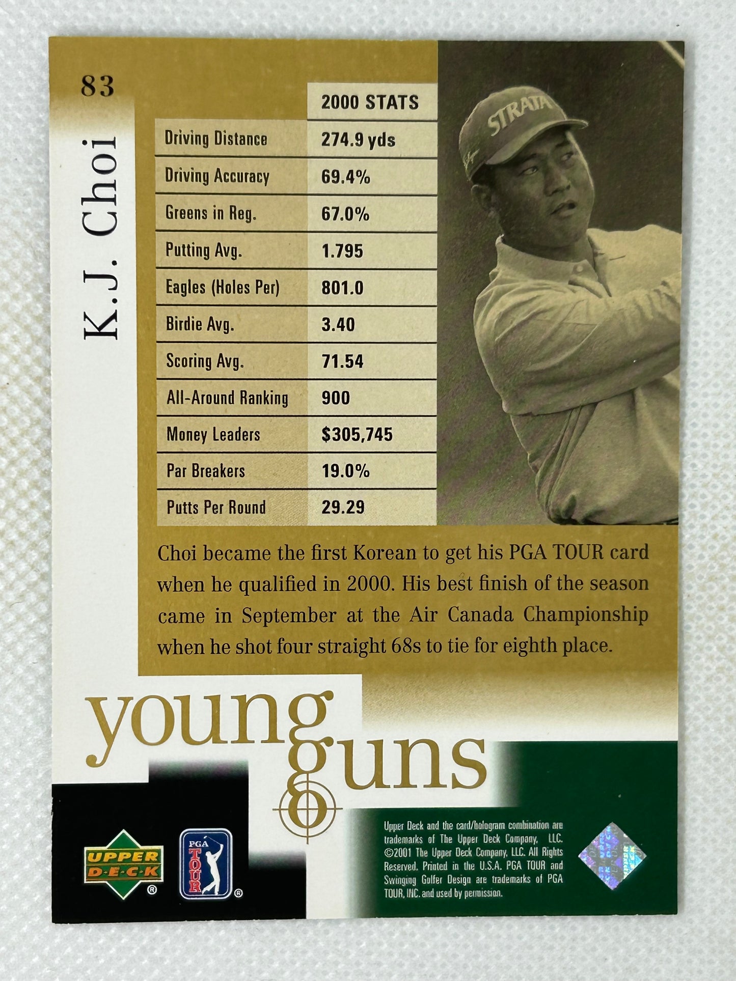 2001 Upper Deck Young Guns #83 K.J Choi Signed Card