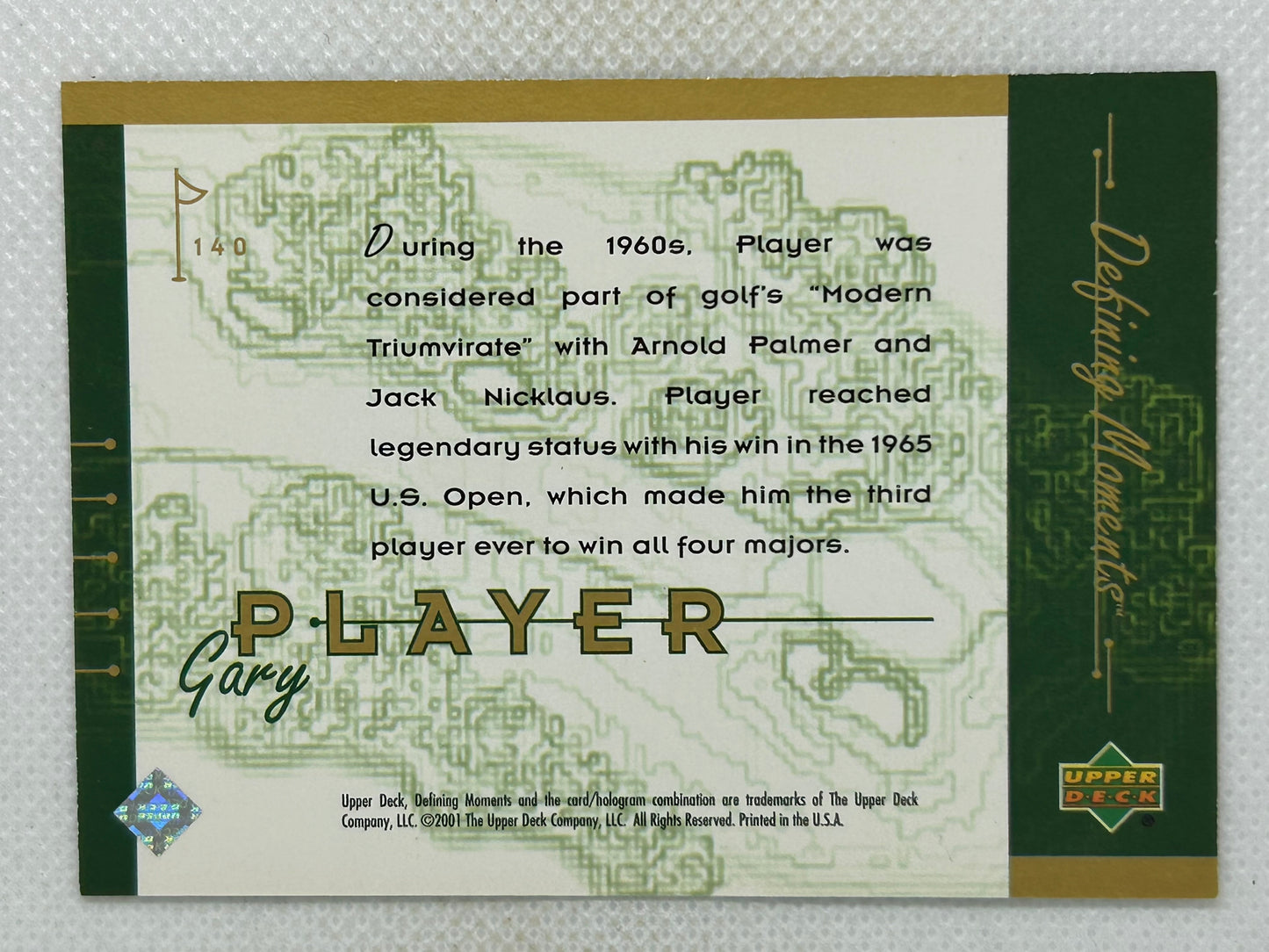 2001 Upper Deck Golf Card #140 Gary Player Defining Moments Signed Card