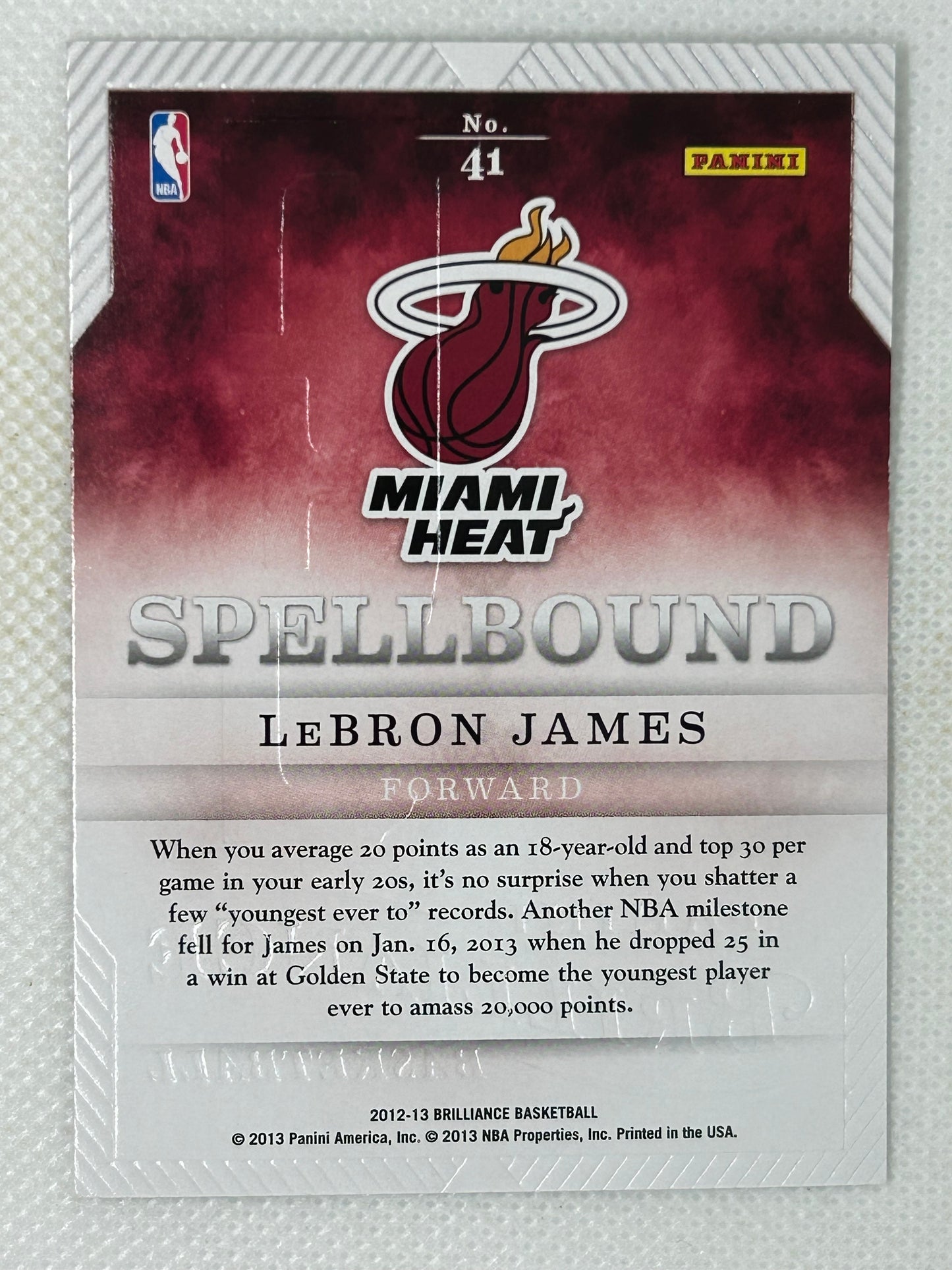 2012-13 Panini Brilliance Spellbound “E” Lebron James #41 Miami Heat