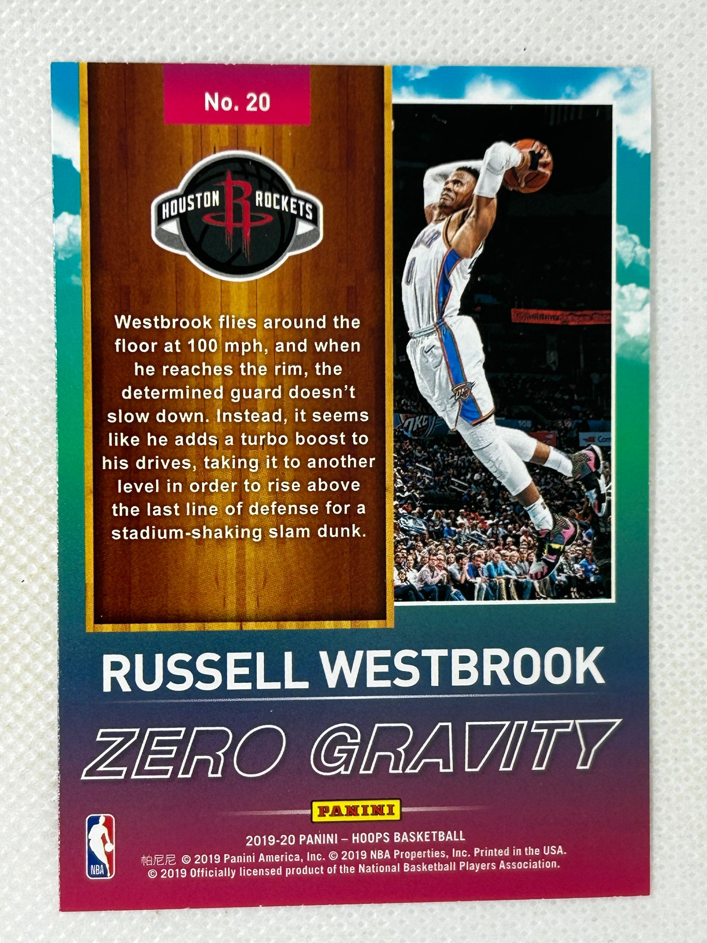 2019-20 Panini NBA Hoops Zero Gravity #20 Russell Westbrook Oklahoma City Thunder
