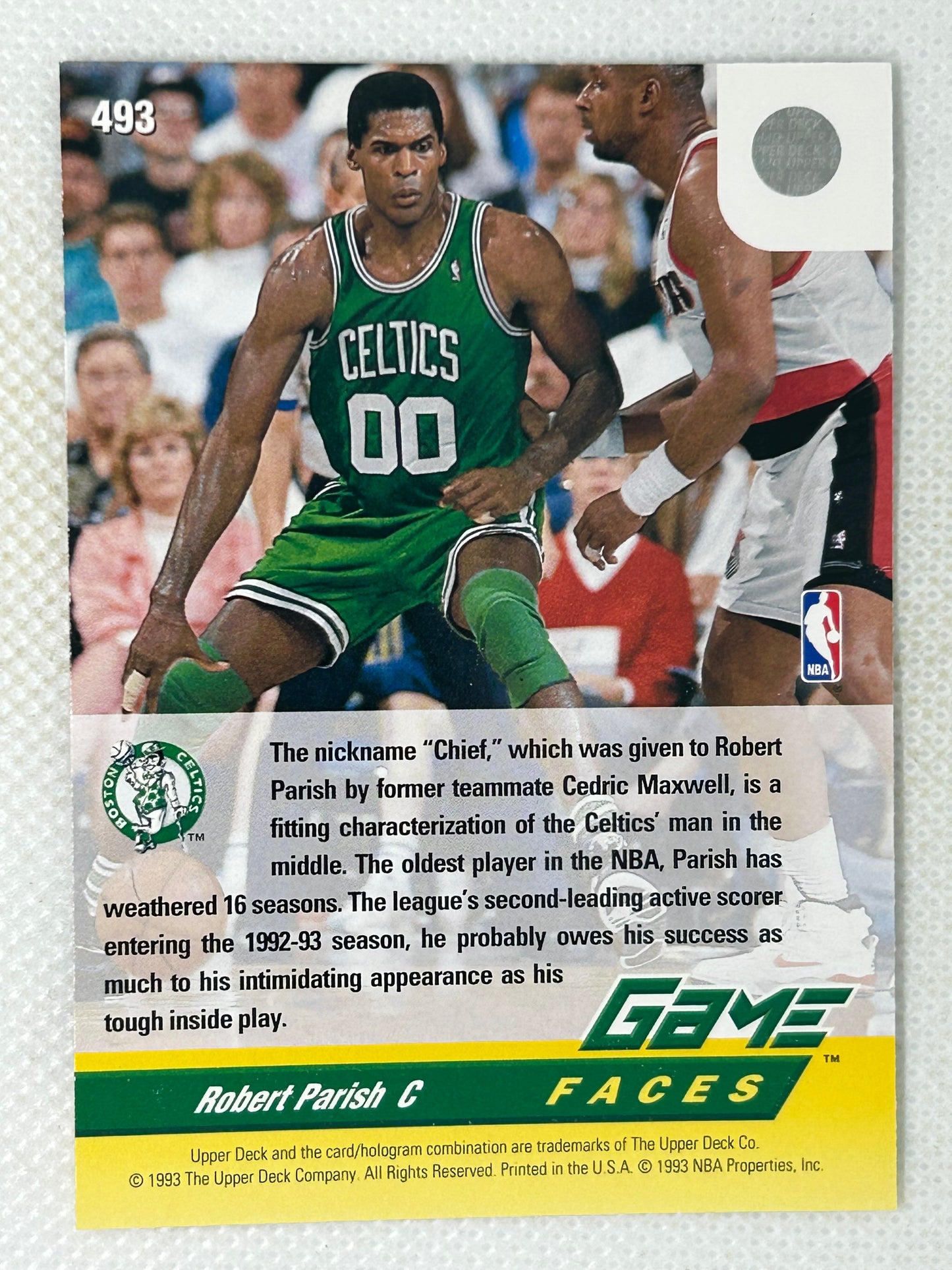 1992-93 Upper Deck Game Faces Robert Parish Boston Celtics #493 Signed Card