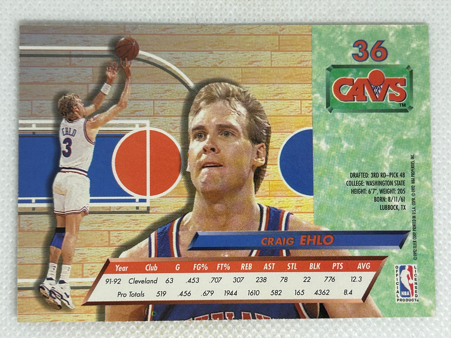 1992-93 Fleer Ultra Craig Ehlo #36 Cleveland Cavaliers Signed Card