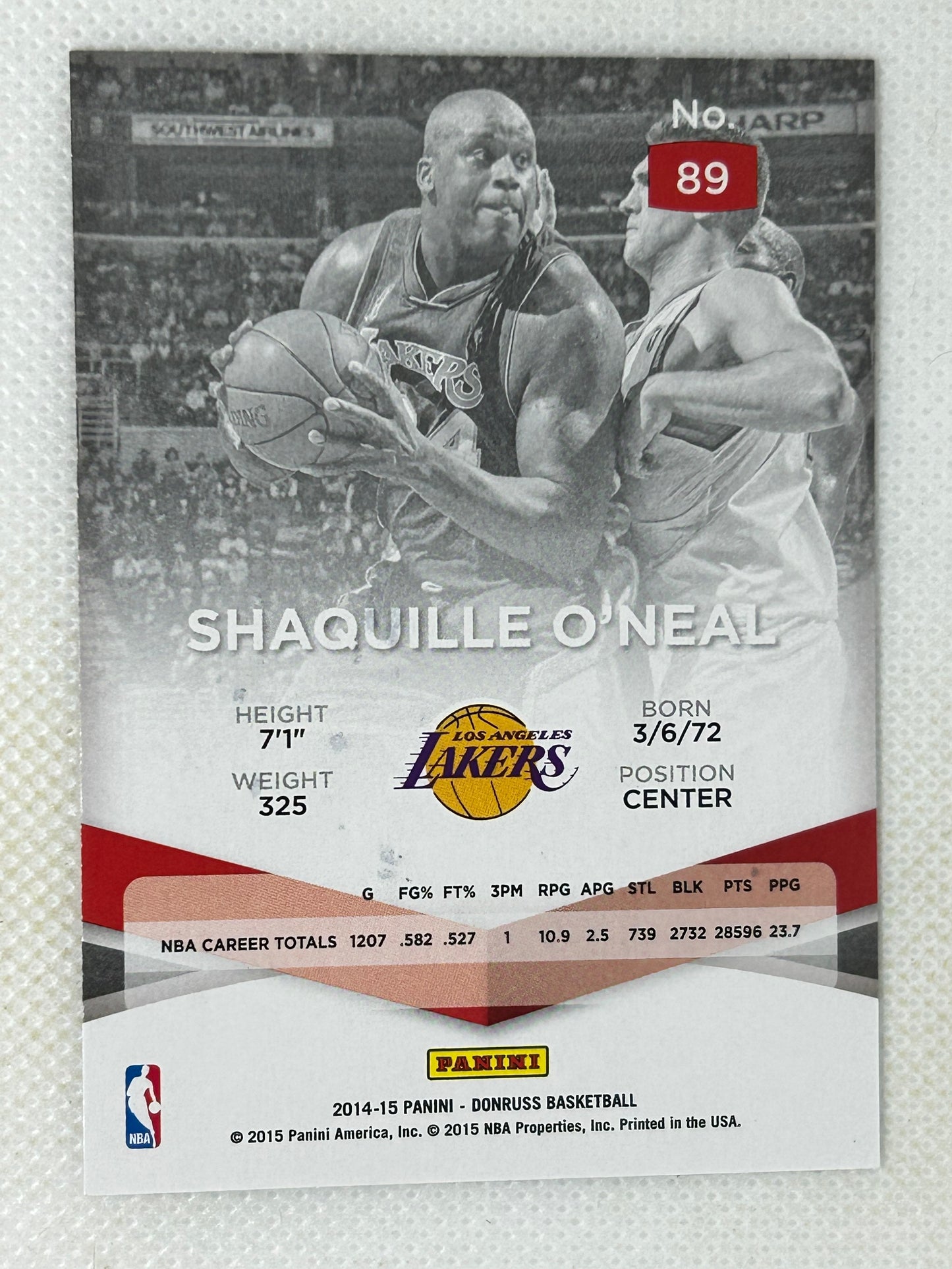 2014-15 Panini Donruss Elite #89 Shaquille O'Neal Los Angeles Lakers Signed Card